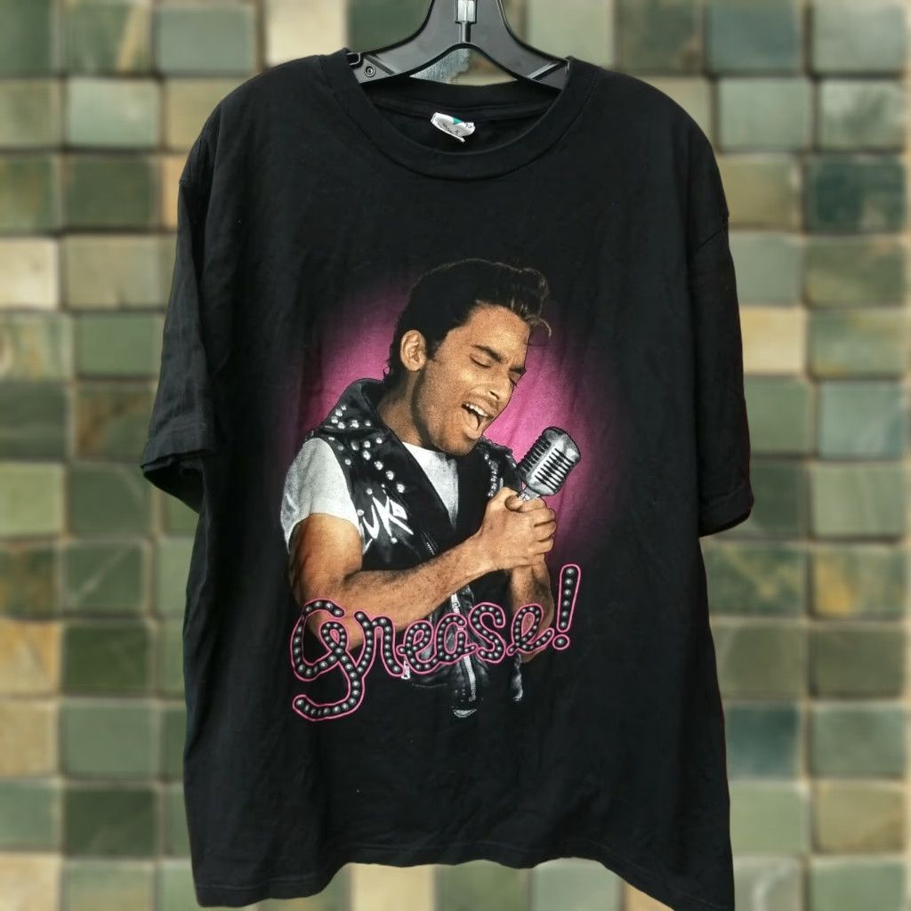 Vintage VINTAGE 90s Tour Champ Graphic T Shirt Mens XL Black Grease Jon Secada Broadway Play Movie Chest 23.5 Length 30 Size US XL / EU 56 / 4 - 1 Thumbnail