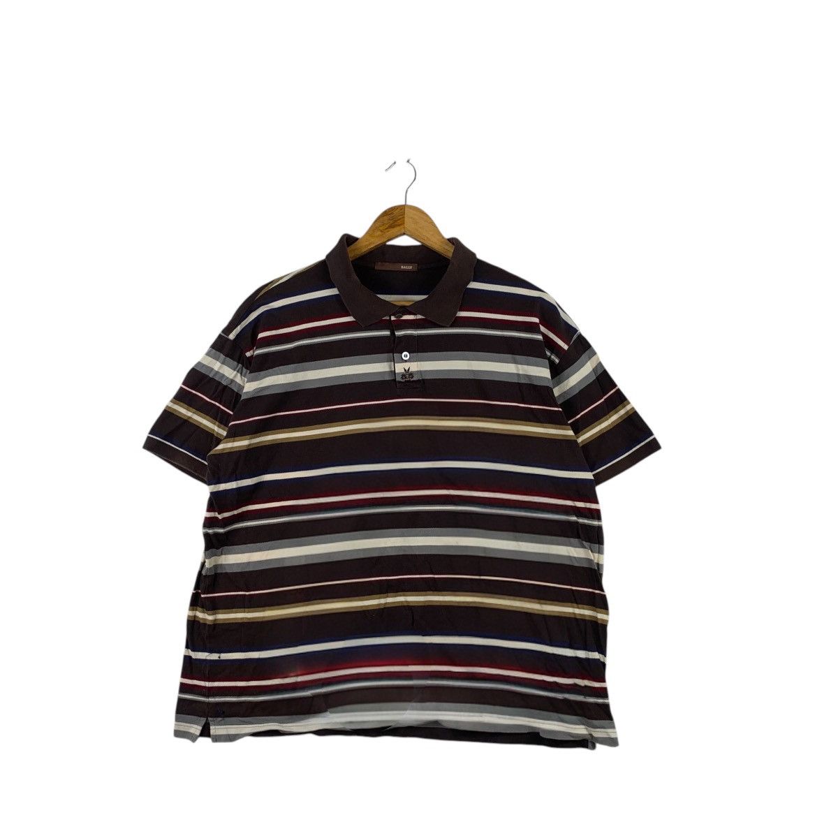 Bally Vintage BALLY MADE IN ITALY Crest Logo Striped Polo Tee Size XL / US 12-14 / IT 48-50 - 1 Thumbnail