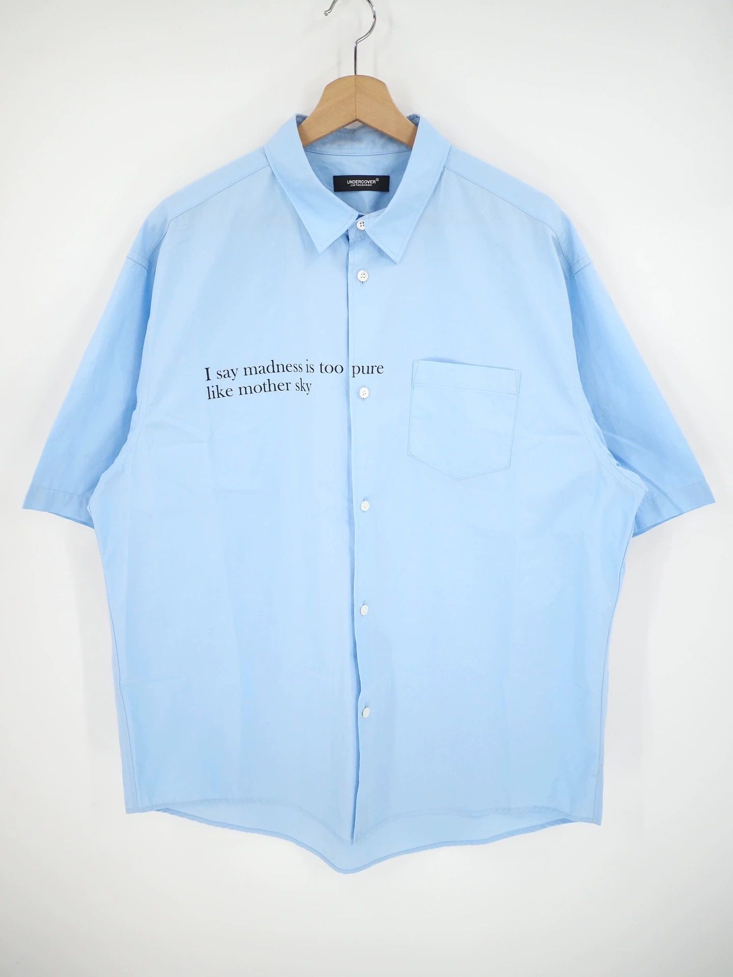 SS23 Undercover Blue Slogan Short-Sleeved Shirt Size 4
