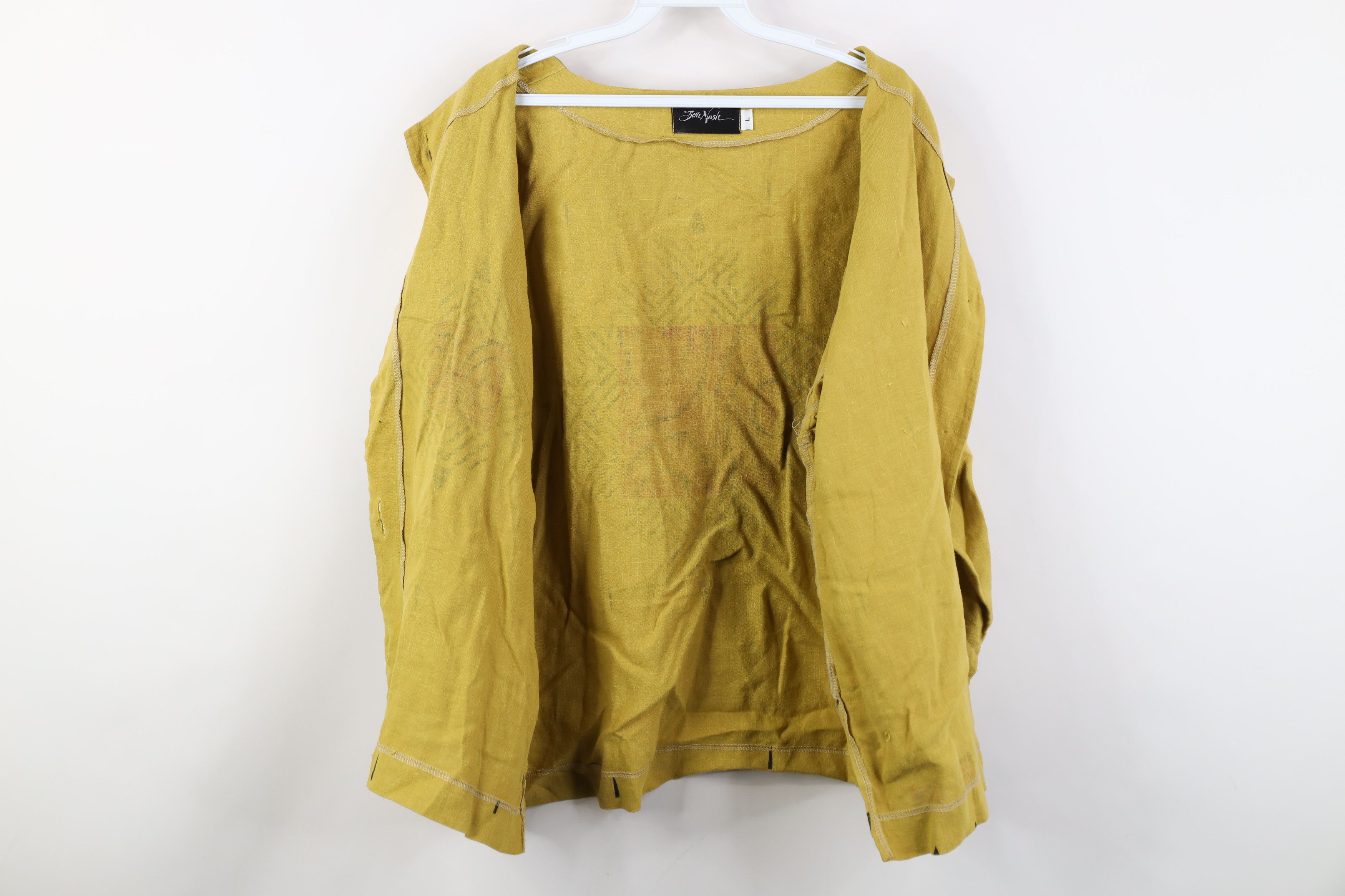 Vintage Vintage 90s Beth Nash Lagenlook Linen Abstract Art Jacket Size L / US 10 / IT 46 - 10 Thumbnail