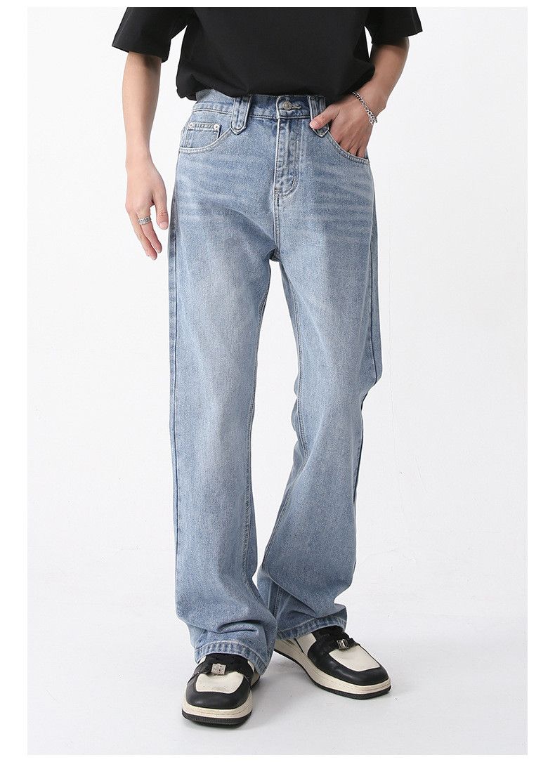 Japanese Brand Men's fashion elastic waist light blue bootcut jeans y2k Size US 32 / EU 48 - 2 Thumbnail