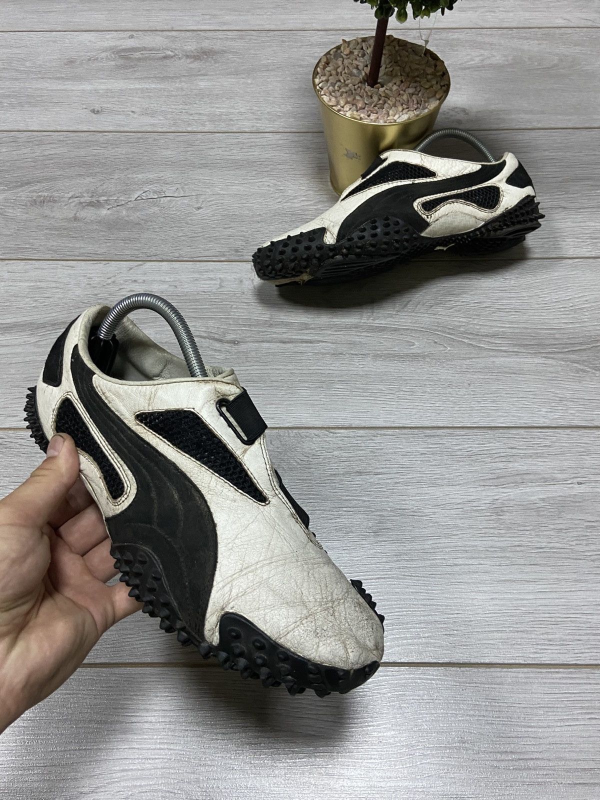Puma Puma mostro big logo sneakers leather spikes white black Size US 9 / EU 42 - 1 Thumbnail