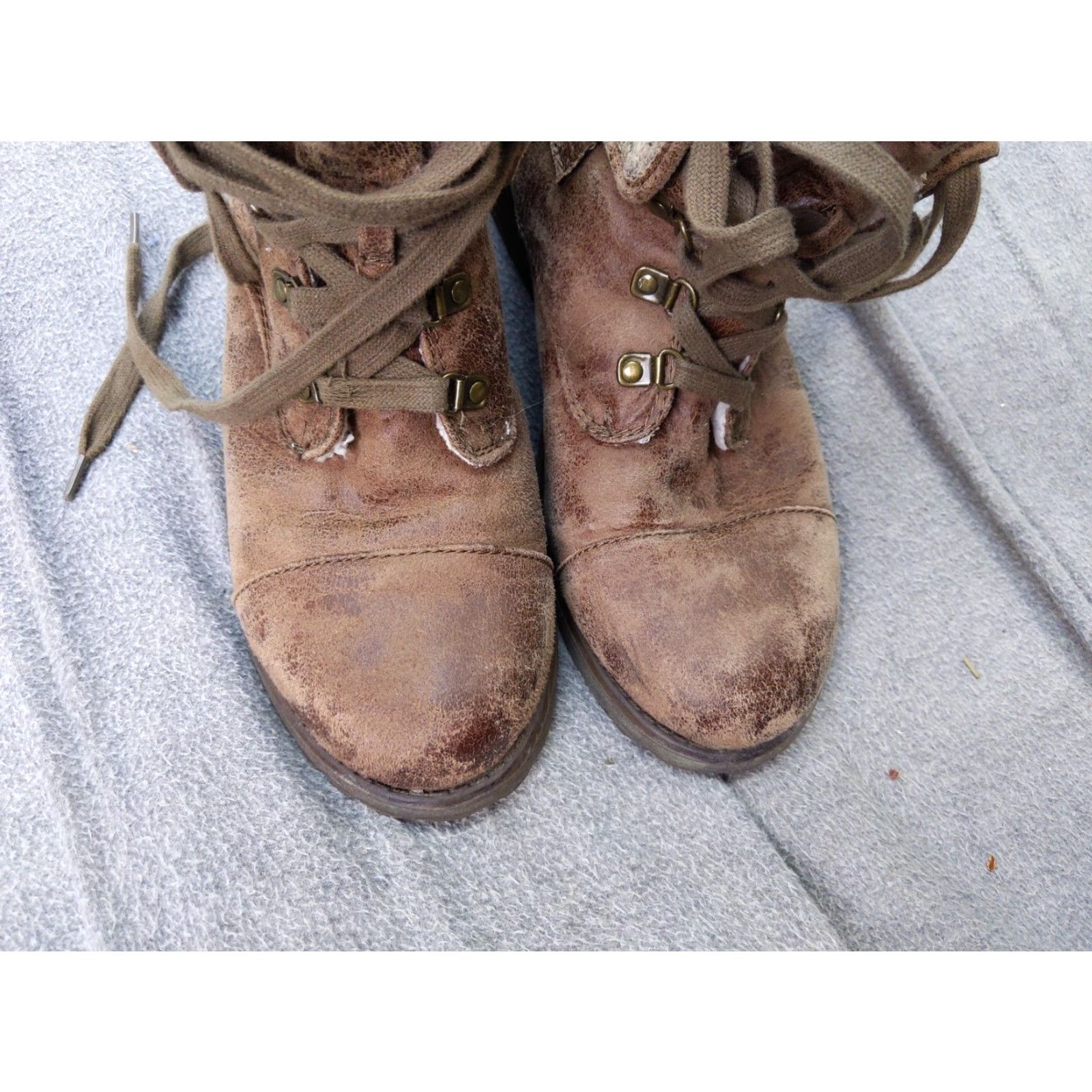 Vintage Roxy Ember J Boots Womens 9.5 Brown Synthetic Mid-Calf Lace Up Faux Fur Winter Casual Combat Shoes Womens US 9.5 EU 40.5 UK 7.5 Brown Size US 10 / IT 40 - 6 Thumbnail