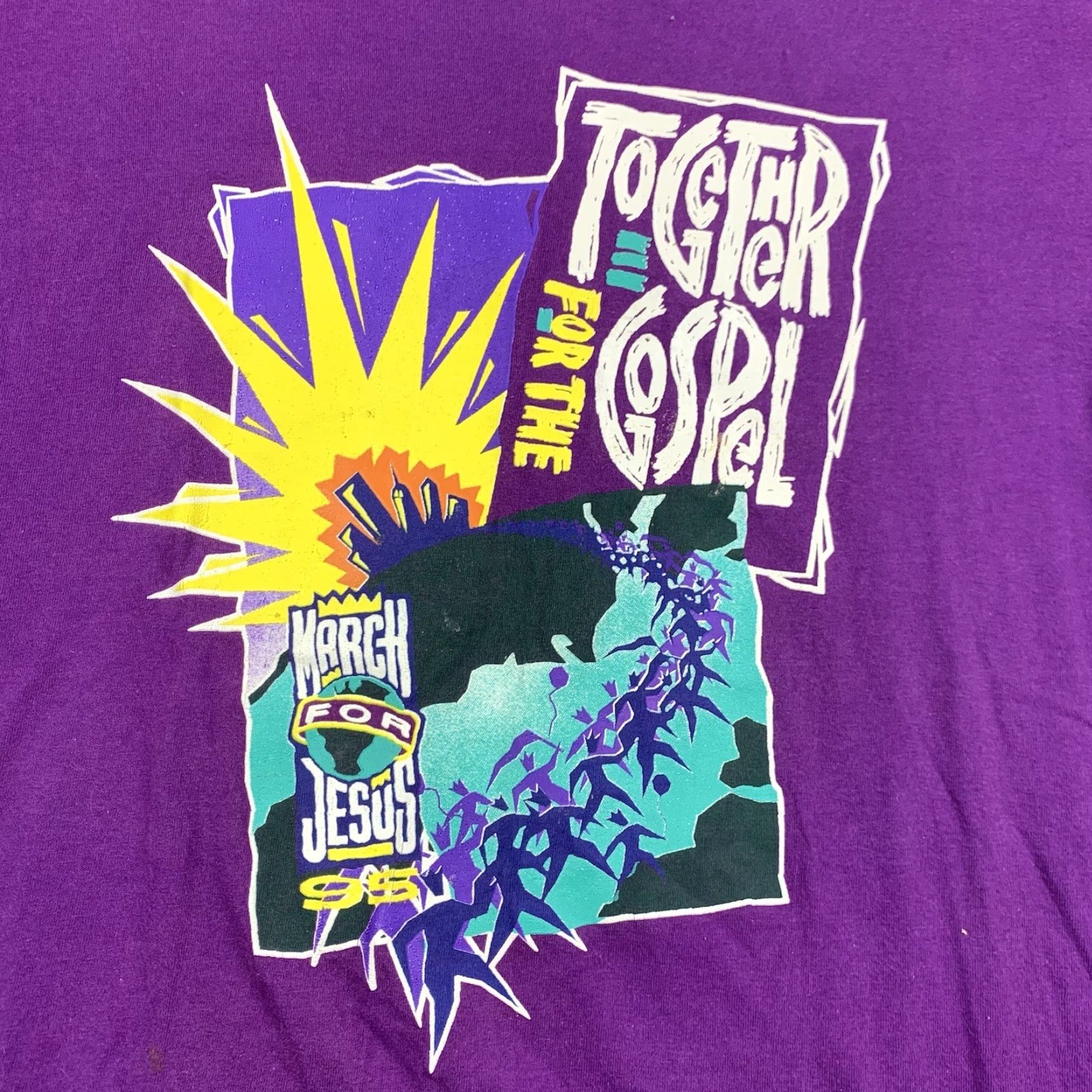 Anvil VINTAGE Anvil Shirt Adult Large Purple Religion 90s God Jesus Church Event -Mens- Size US L / EU 52-54 / 3 - 2 Thumbnail