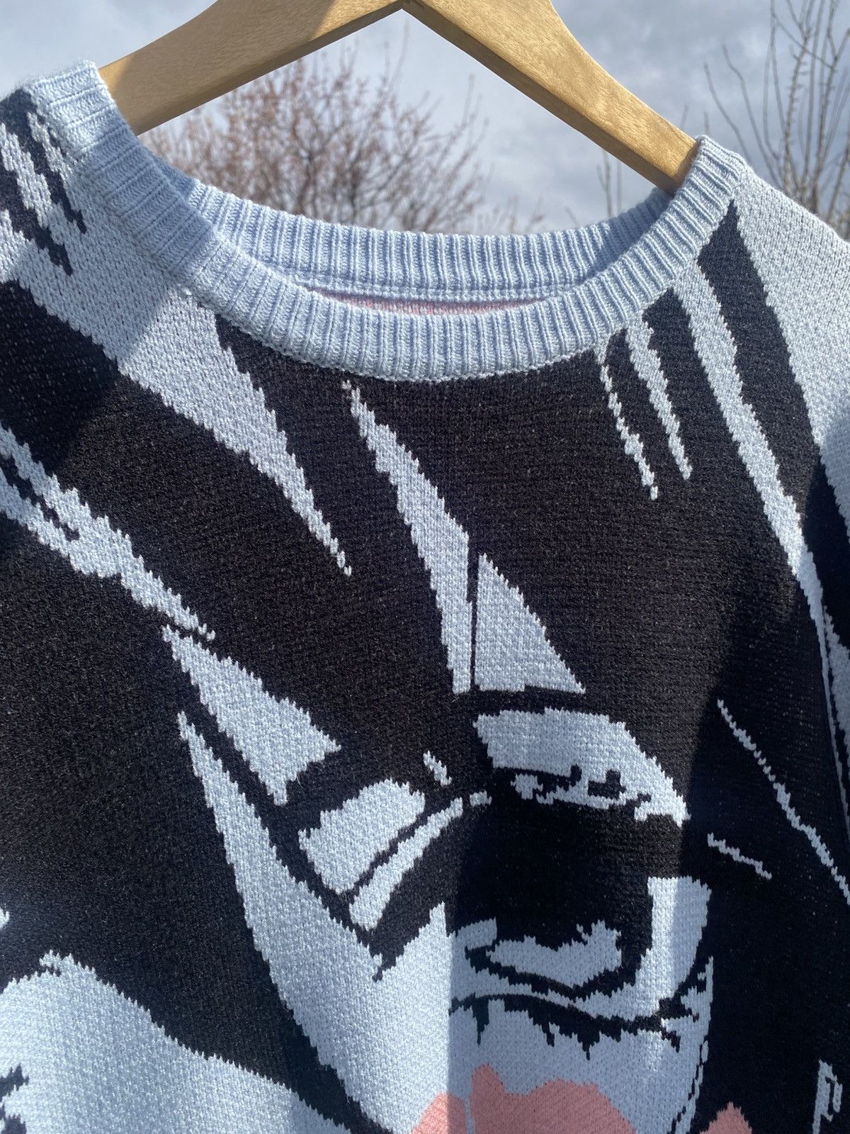 Japanese Brand Blue anime graphic sweater, oversized knit pullover Size L / US 10 / IT 46 - 7 Thumbnail