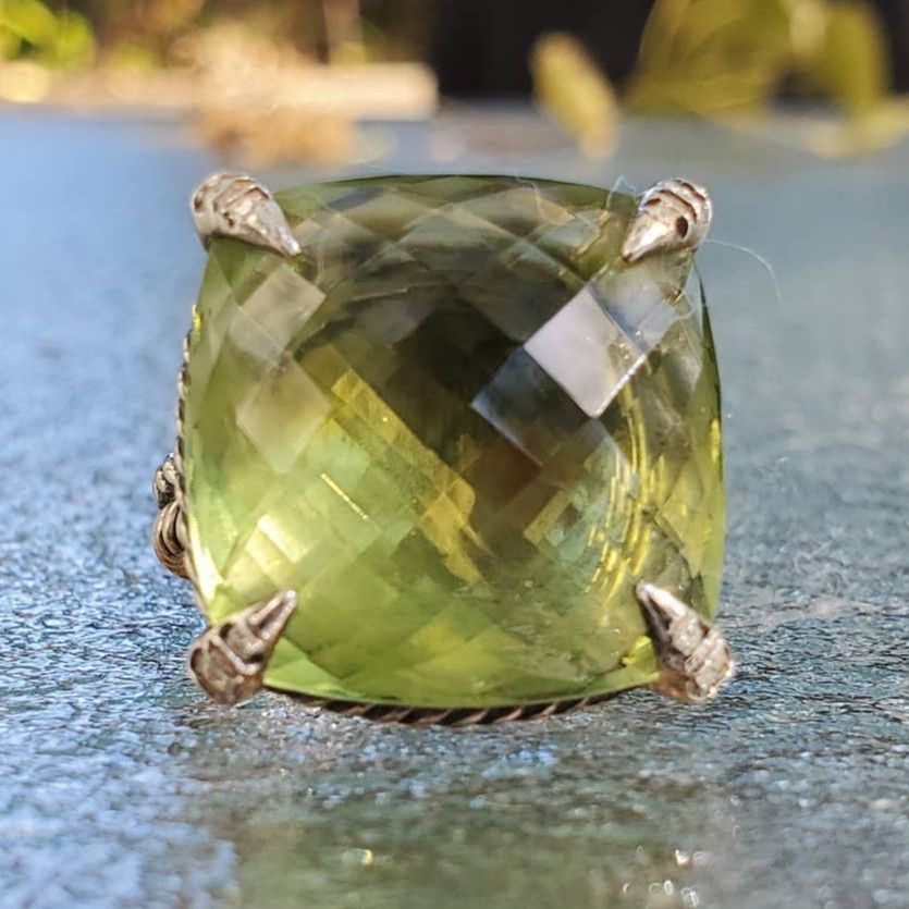 image of David Yurman Chatelaine Ring With Prasiolite And Diamonds in Green, Women's