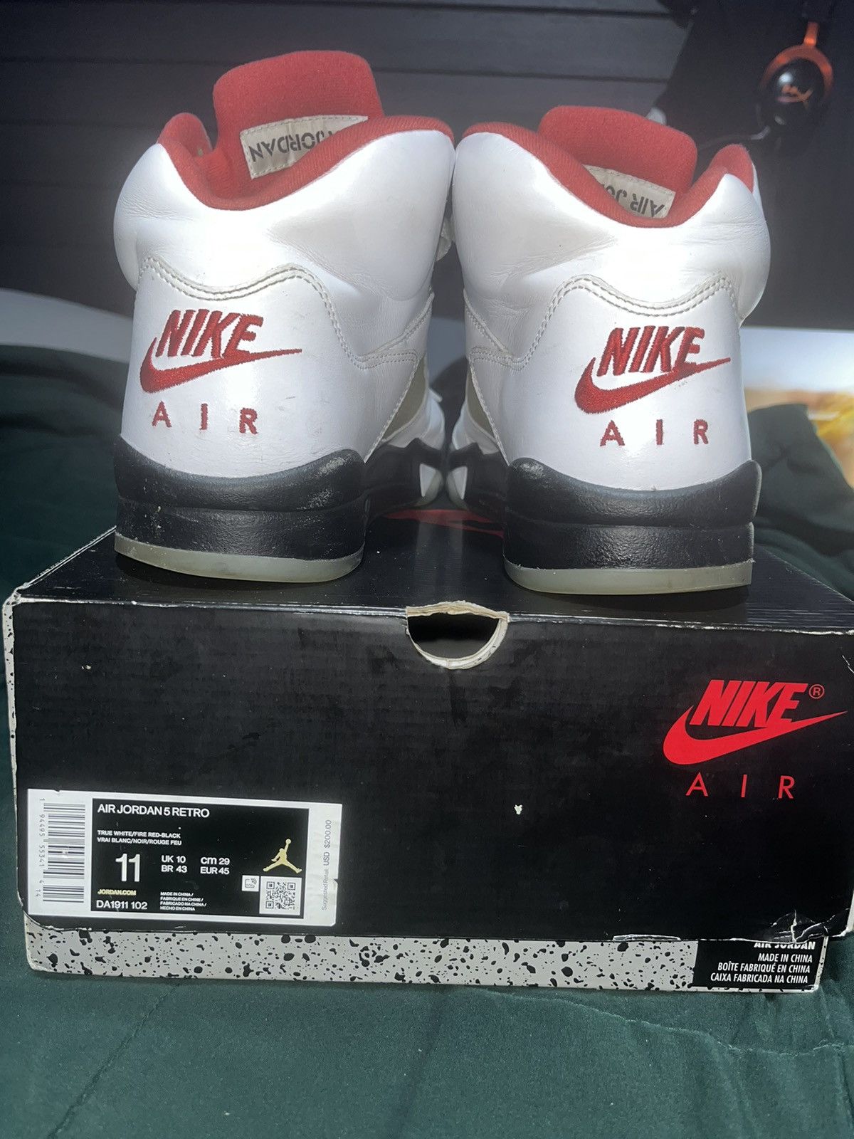 Jordan Brand Jordan 5 Retro Fire Red Size US 11 / EU 44 - 3 Thumbnail