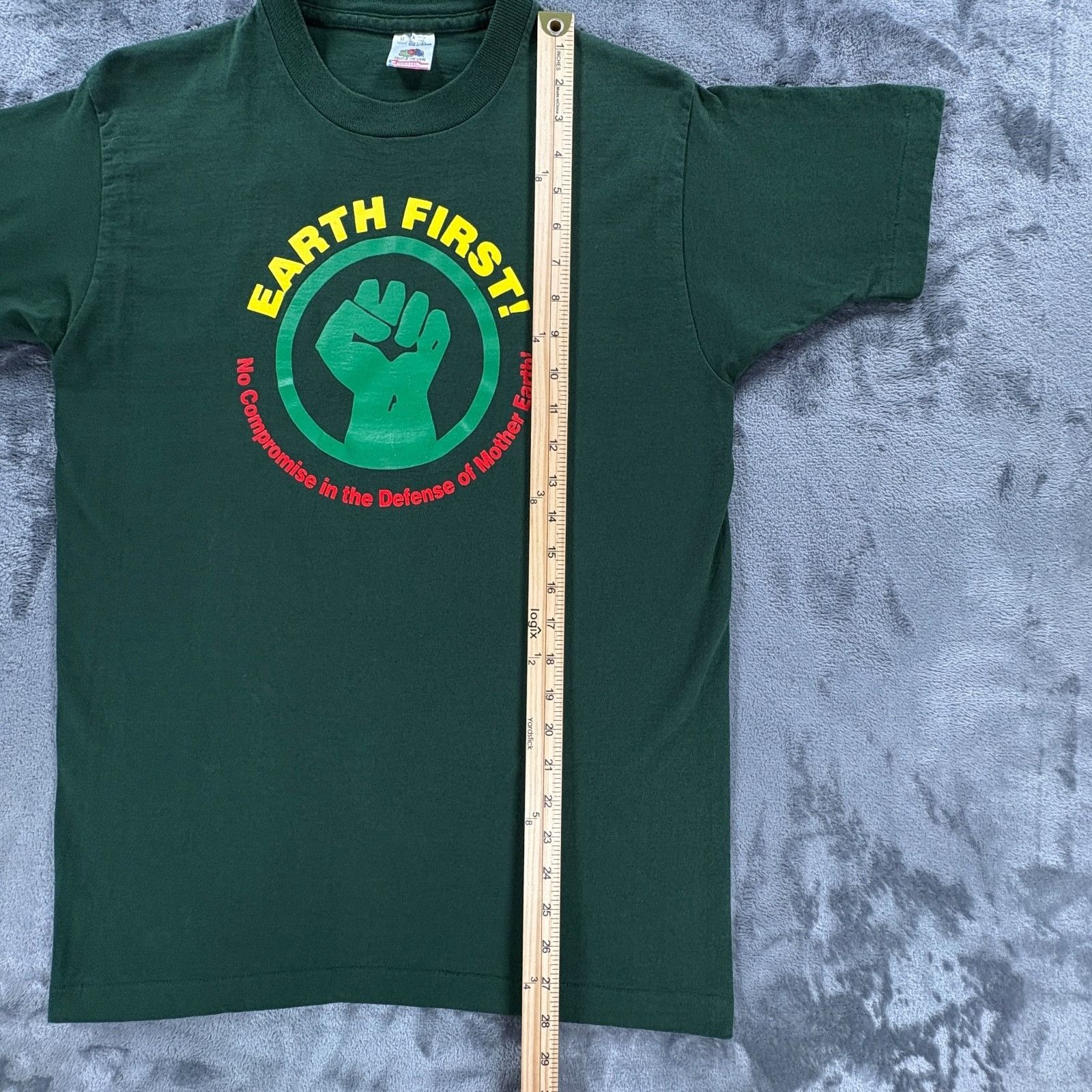 Fruit Of The Loom Vintage 1996 Earth First Shirt Mens M Green Single Stitch US Size US M / EU 48-50 / 2 - 8 Thumbnail