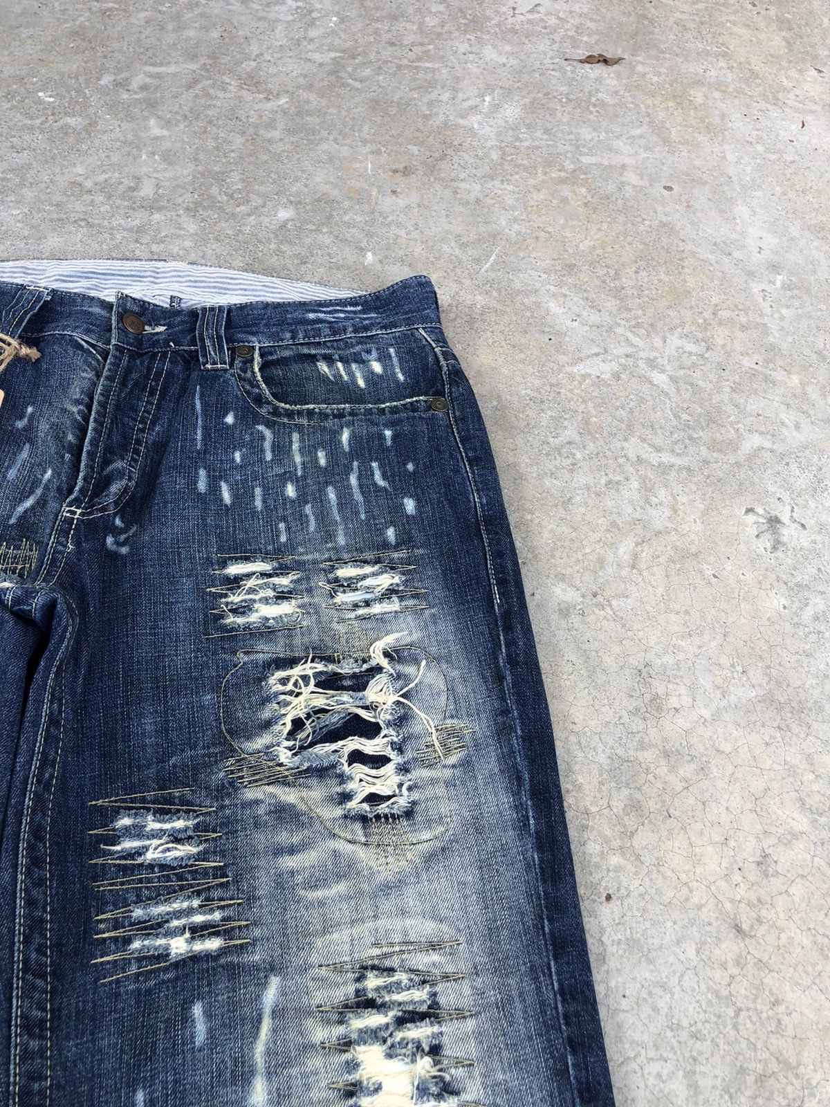 Ends Repair Japanese Bright Mini Flared Jeans Distressed Jeans Size US 33 - 14 Thumbnail
