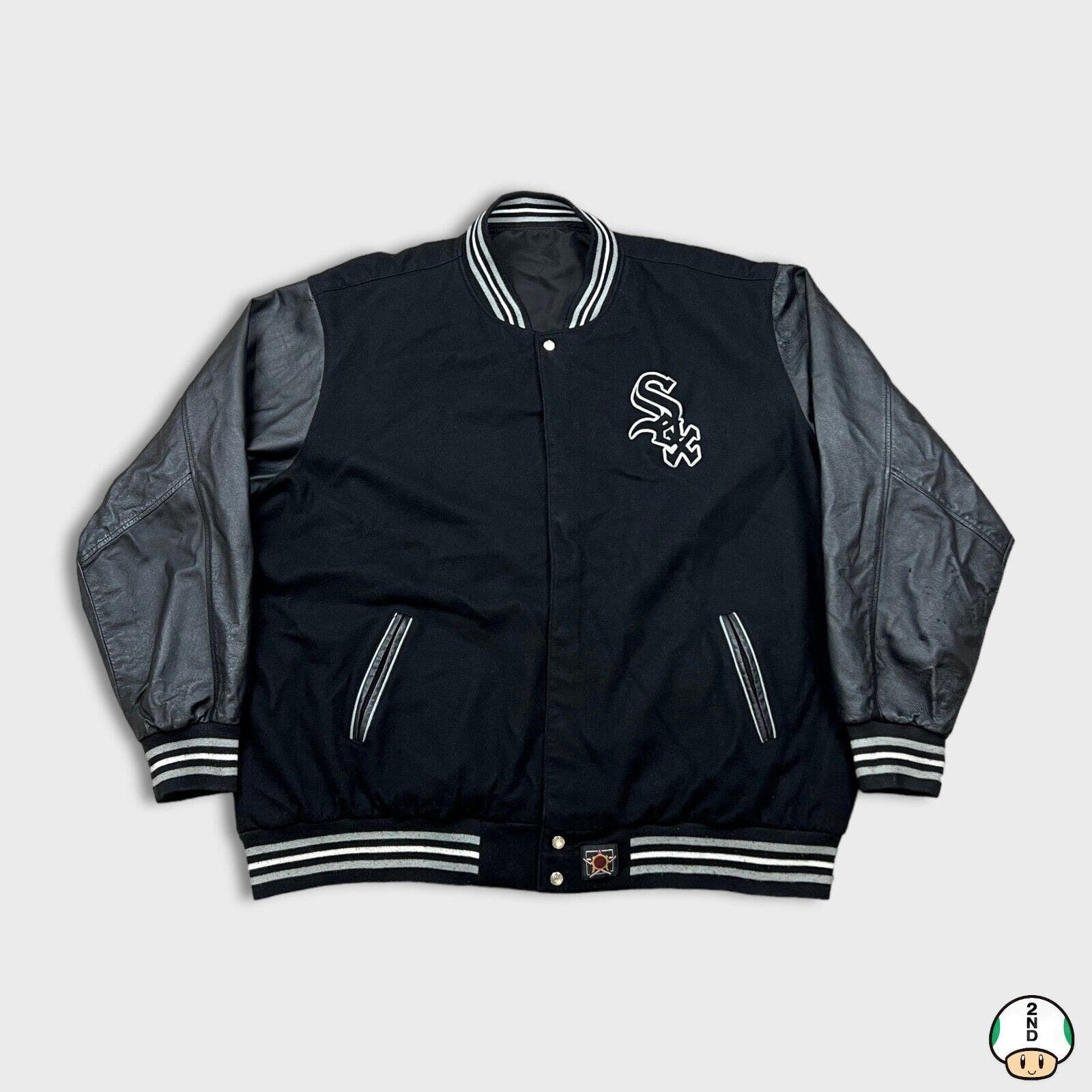 image of Vintage 90's Jeff Hamilton Chicago White Sox Varsity Jacket in Black, Men's (Size 2XL)