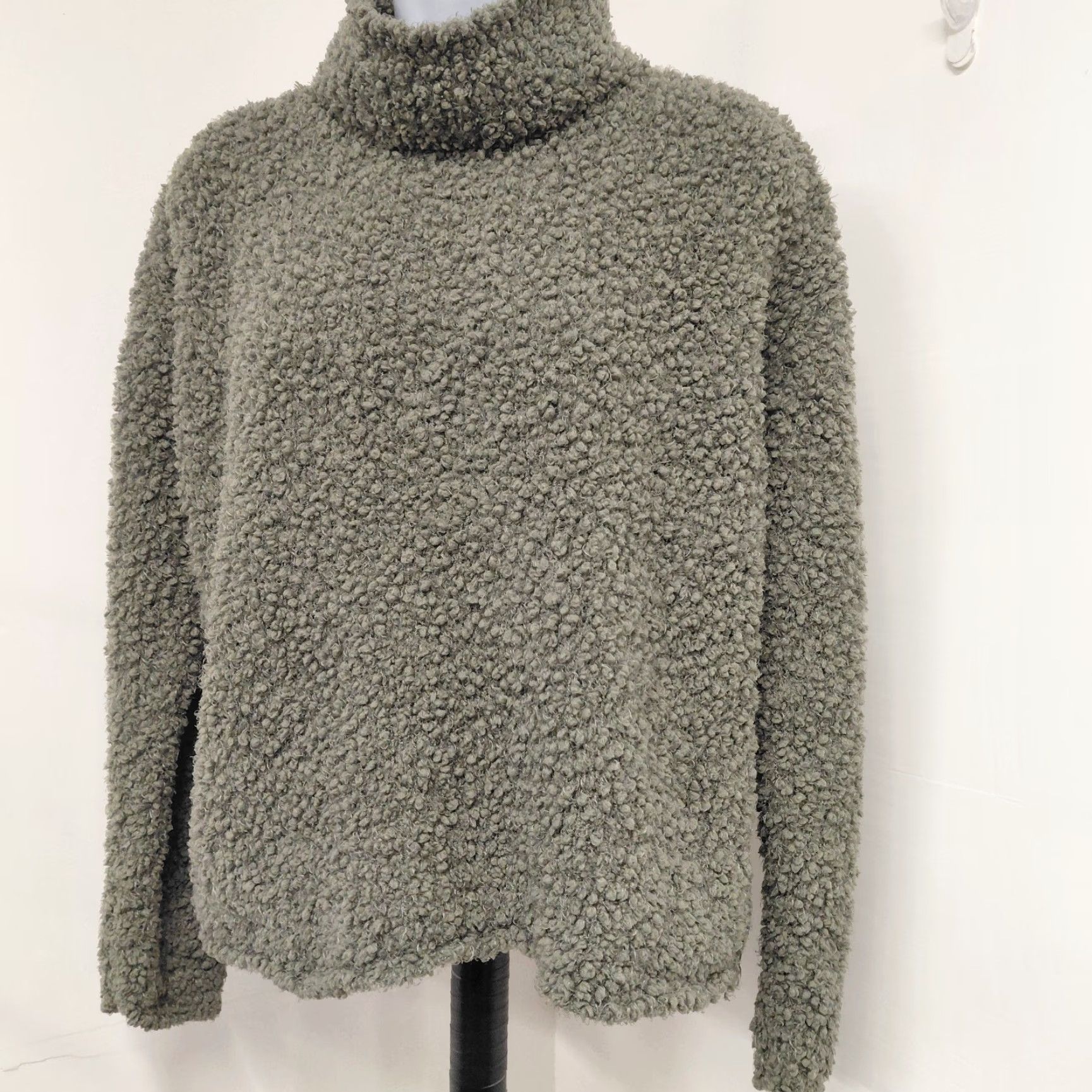 Vintage Pink Rose Knit Crop Sweater Women’s Size Medium Sage Green Mock Neck Long Sleeve Pullover Size M / US 6-8 / IT 42-44 - 4 Thumbnail
