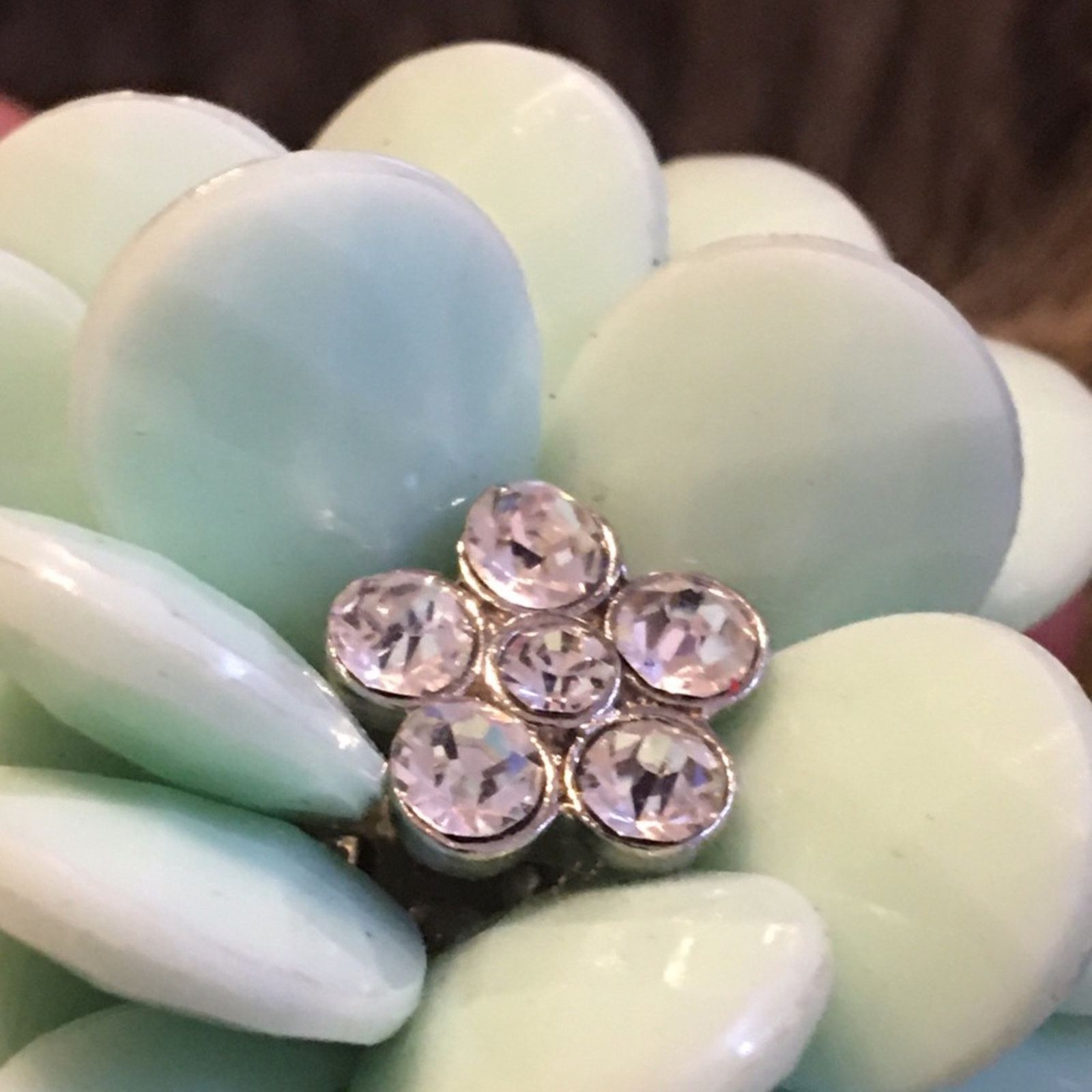 Jewelry Faceted mint floral cluster rhinestone necklace Size ONE SIZE - 8 Thumbnail