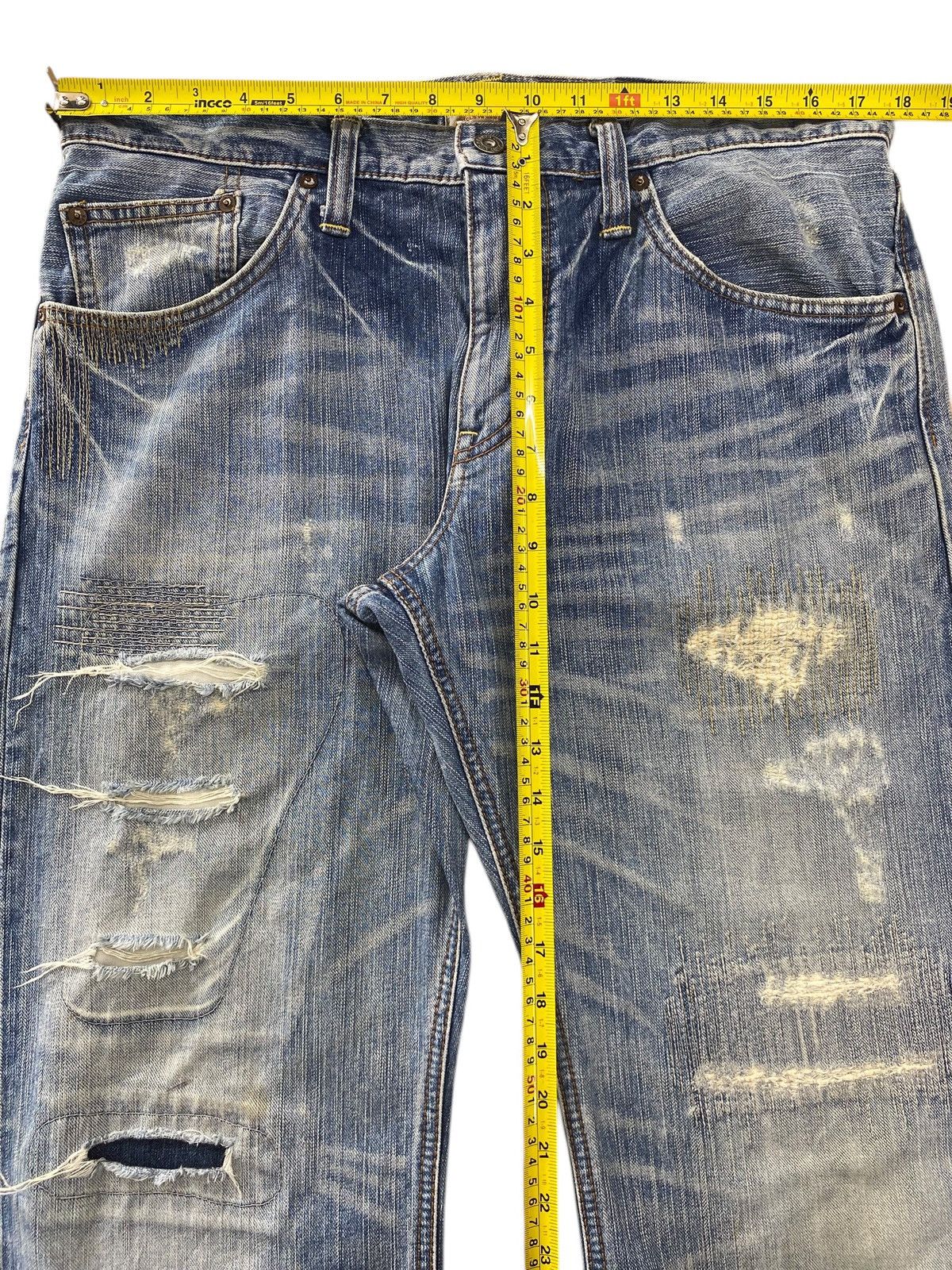Edwin Edwin Distressed Whiskered Style Straight Leg Jeans Size US 34 / EU 50 - 6 Thumbnail