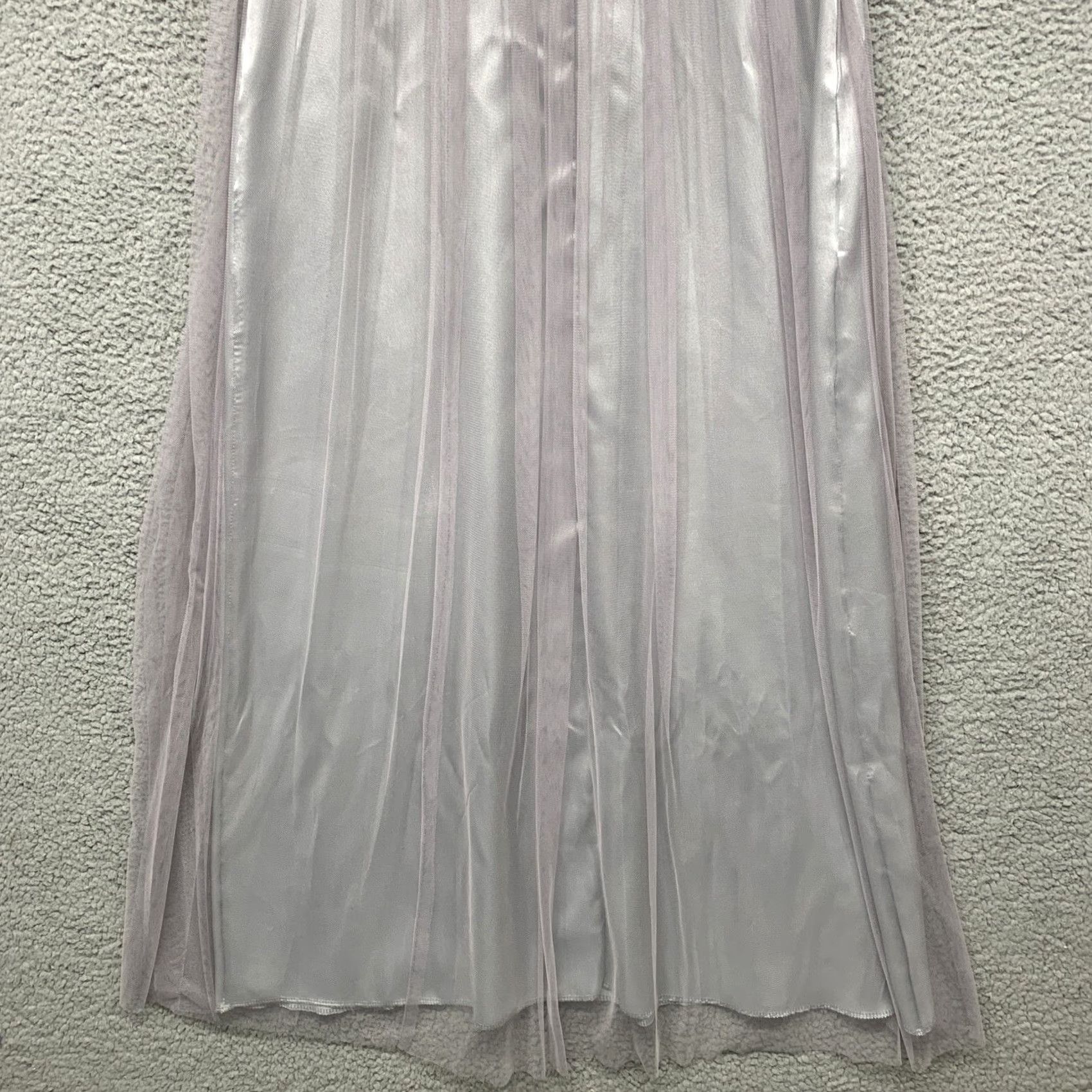 Vintage NEW Long Evening Gown Dress M (READ) Silver Gray Sheer Back Formal Prom NWOT Size M / US 6-8 / IT 42-44 - 7 Thumbnail