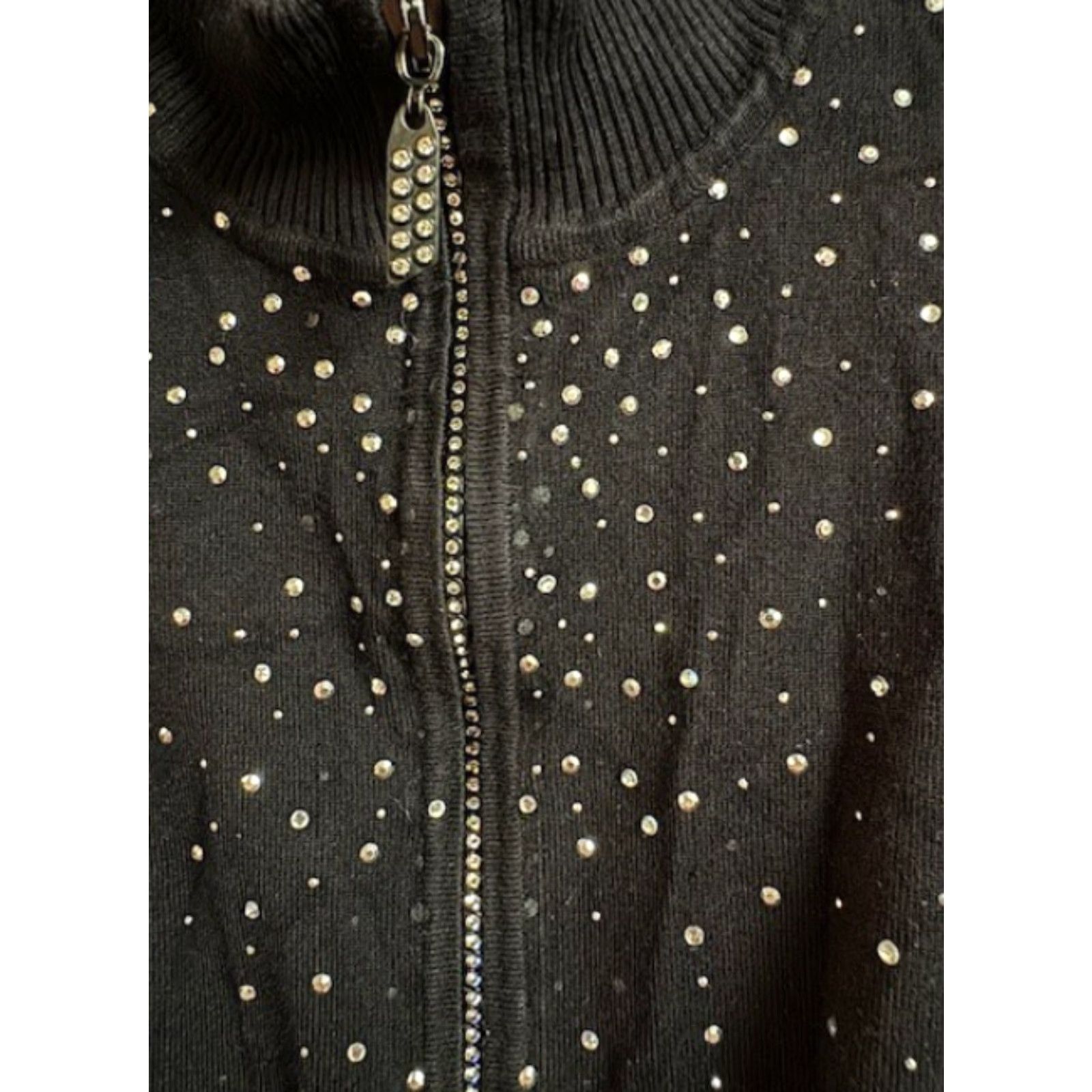 Vintage Fontana Jacket Womens M Rhinestones Zipper Bejeweled Full Zip 90s Y2K Black Size M / US 6-8 / IT 42-44 - 3 Thumbnail