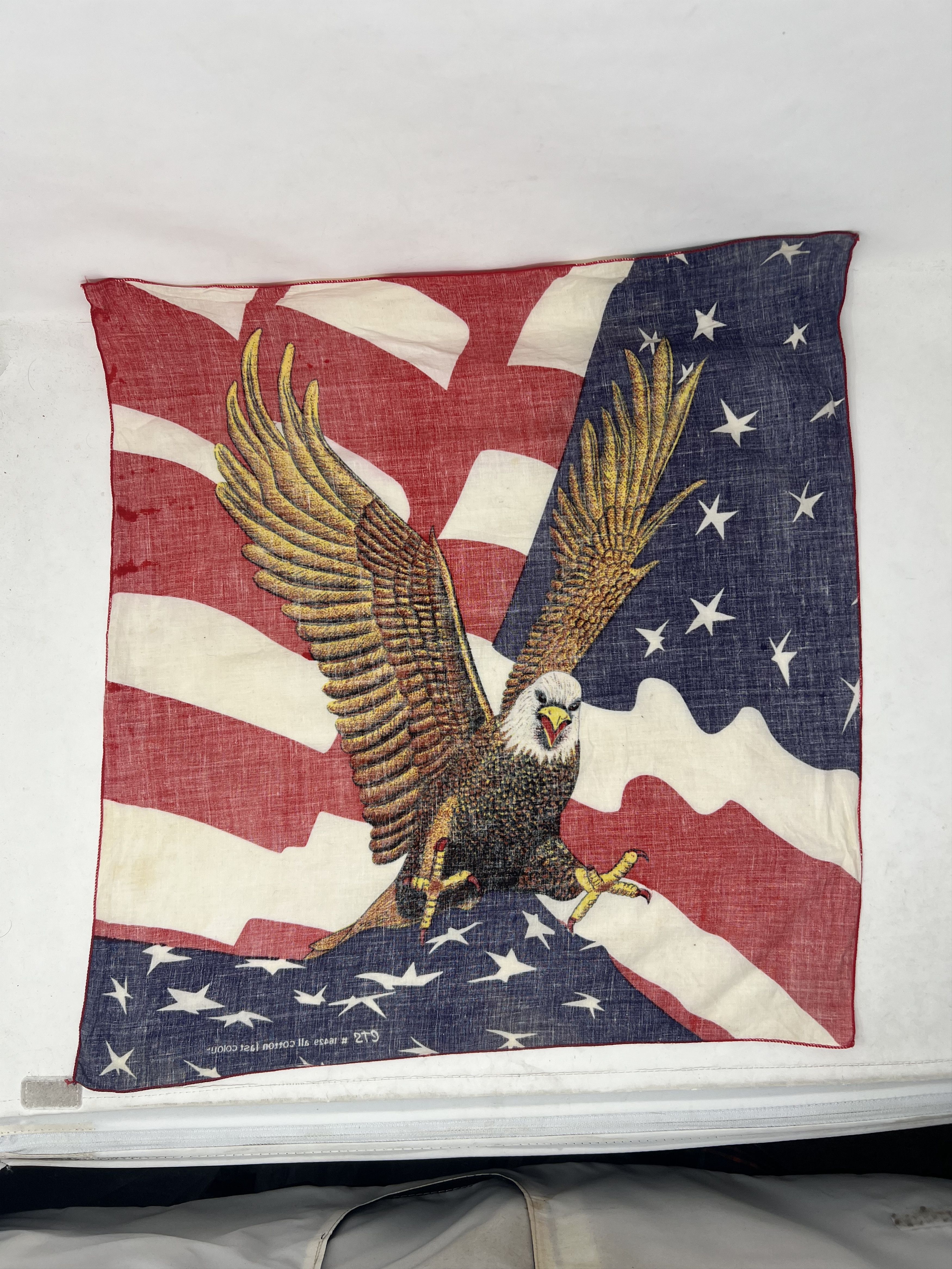 Vintage Vintage Blad Eagle over American Flag Bandana Handkerchief Size ONE SIZE - 4 Thumbnail