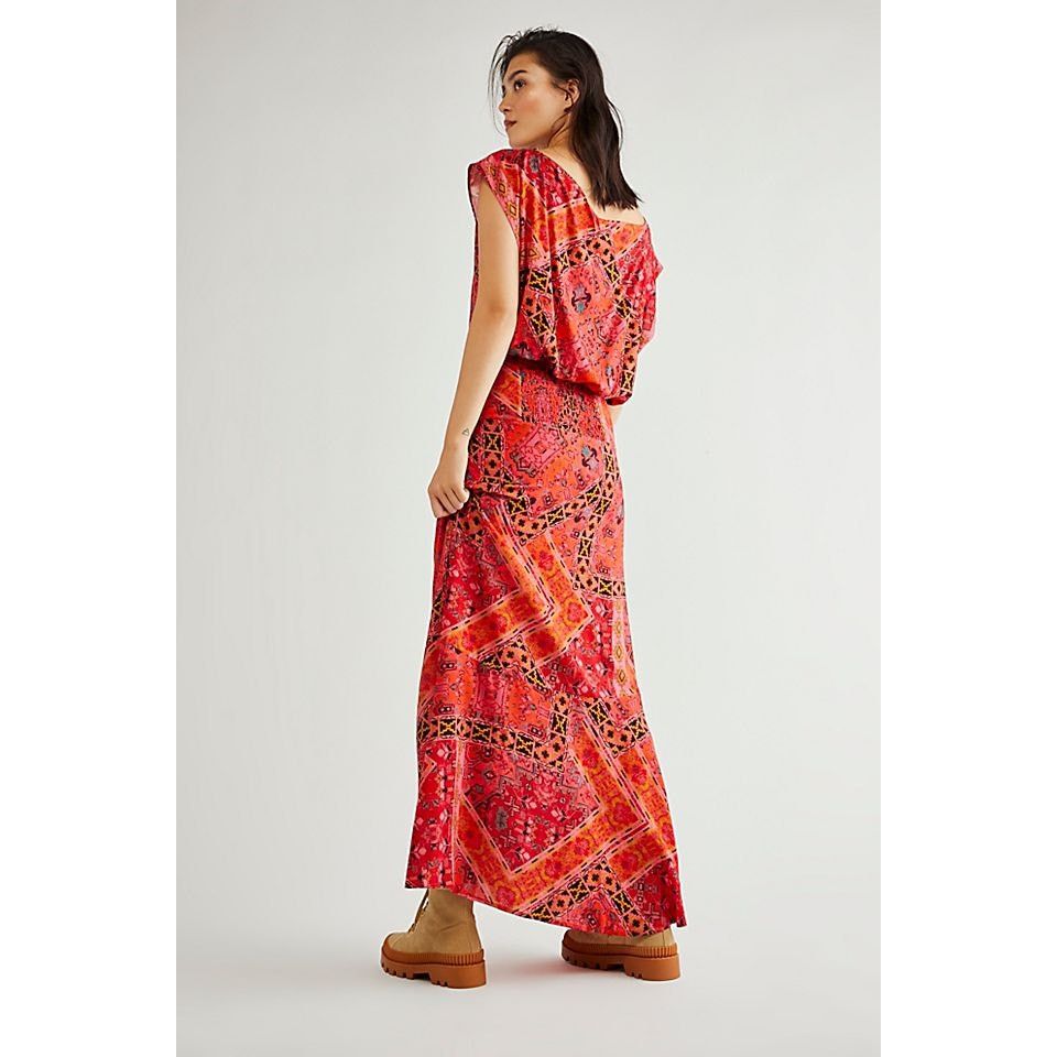 Free People New Blakely Boho Maxi Dress $148 SMALL Red Exaggerated Slit Size S / US 4 / IT 40 - 3 Thumbnail