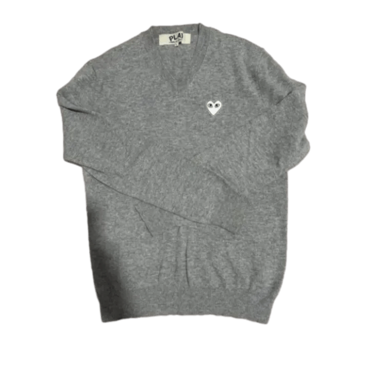 Comme des Garcons Comme des Garçons Play Gray Wool Sweater 0079 Size US L / EU 52-54 / 3 - 1 Thumbnail