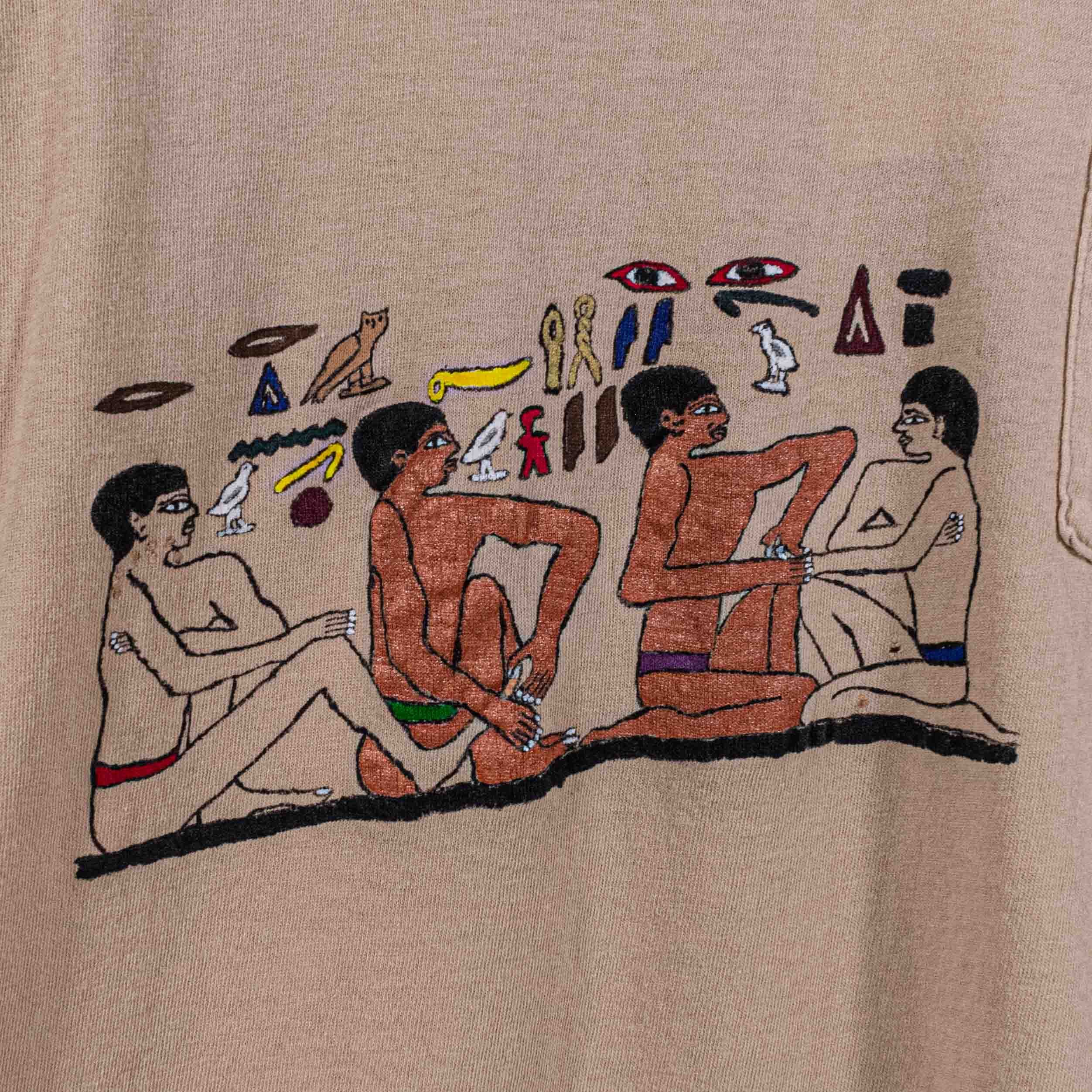 Other Egyptian Hieroglyphics Hanes Pocket T-Shirt VTG 70s 80s Size US L / EU 52-54 / 3 - 4 Thumbnail