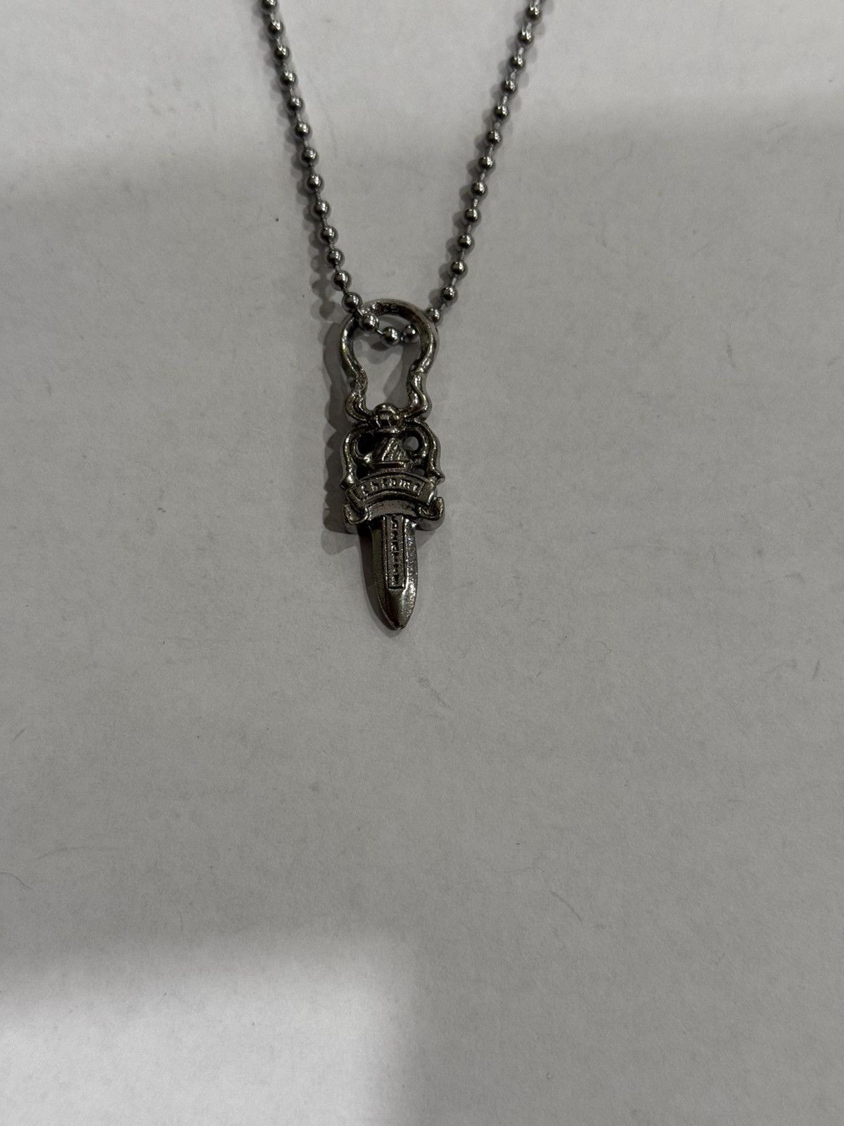 Chrome Hearts NEW SILVER RHODIUM DAGGER ZIPPER BALL CHAIN NECKLACE