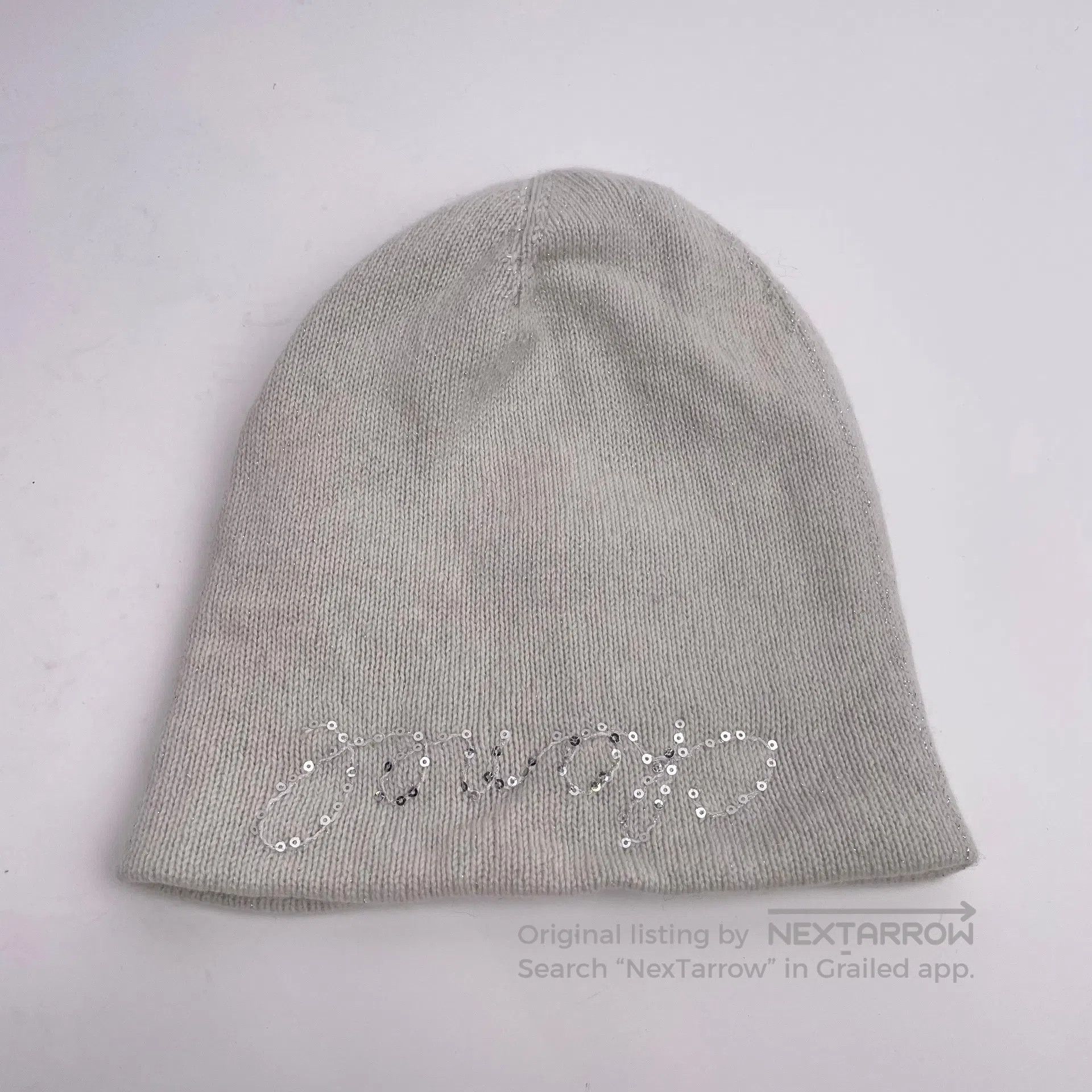 Chanel Chanel White Sequin Embroidered Letter Cold Hat| Size ONE SIZE - 1 Thumbnail