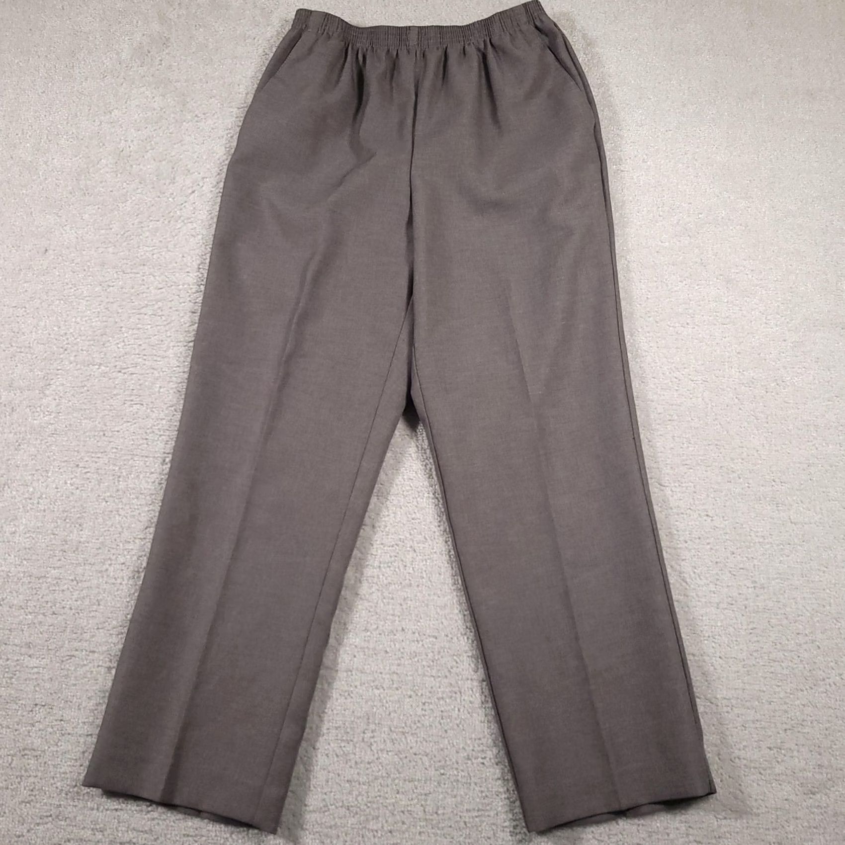 Vintage Alfred Dunner Pants Womens 10 Gray Straight Leg Pull On Pockets Workwear Career Dress Pants Slimline Size 32" / US 10 / IT 46 - 2 Thumbnail