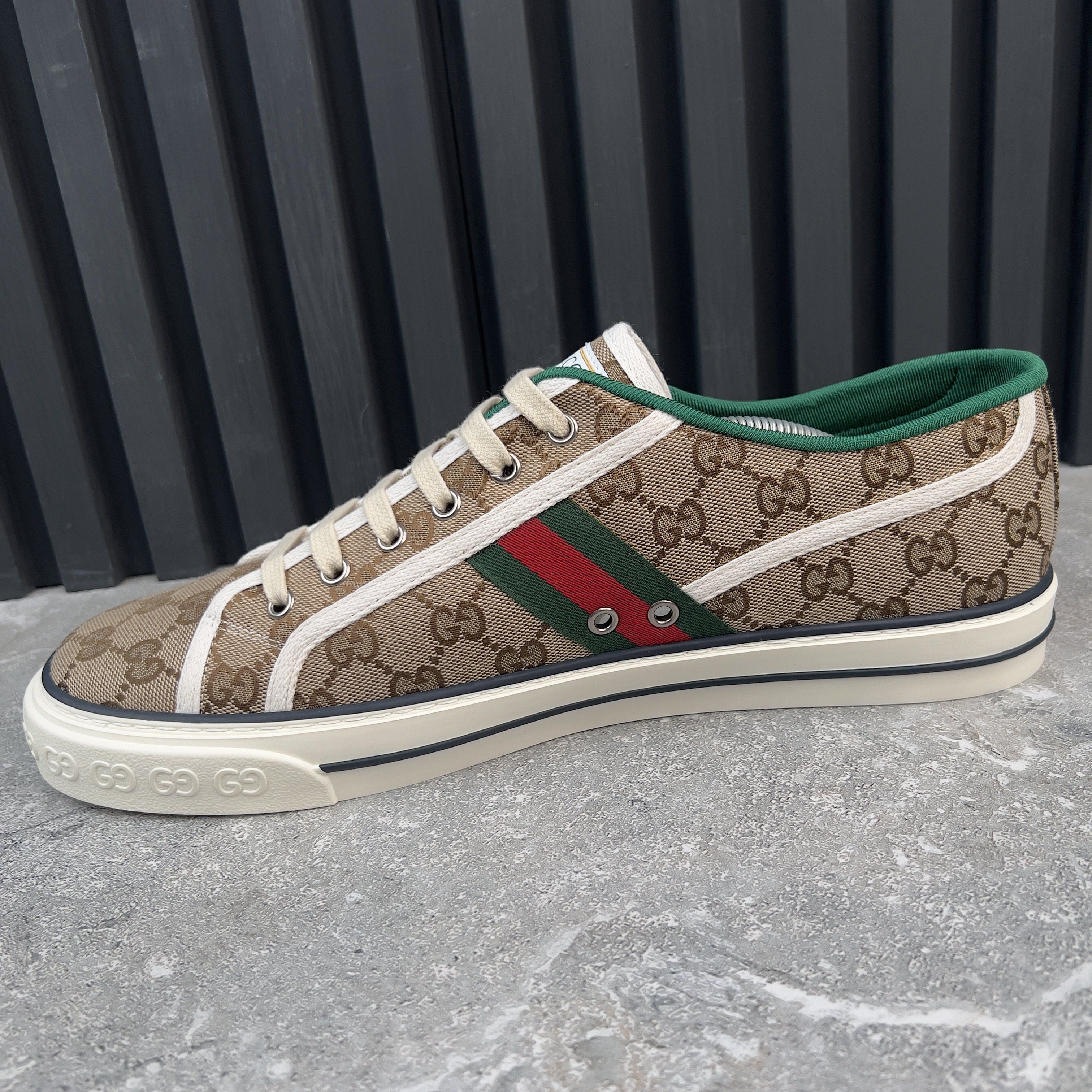 Gucci Tennis 1977 GG Low Top Sneakers Monogram Beige Fabric Size US 12.5 / EU 45-46 - 7 Thumbnail