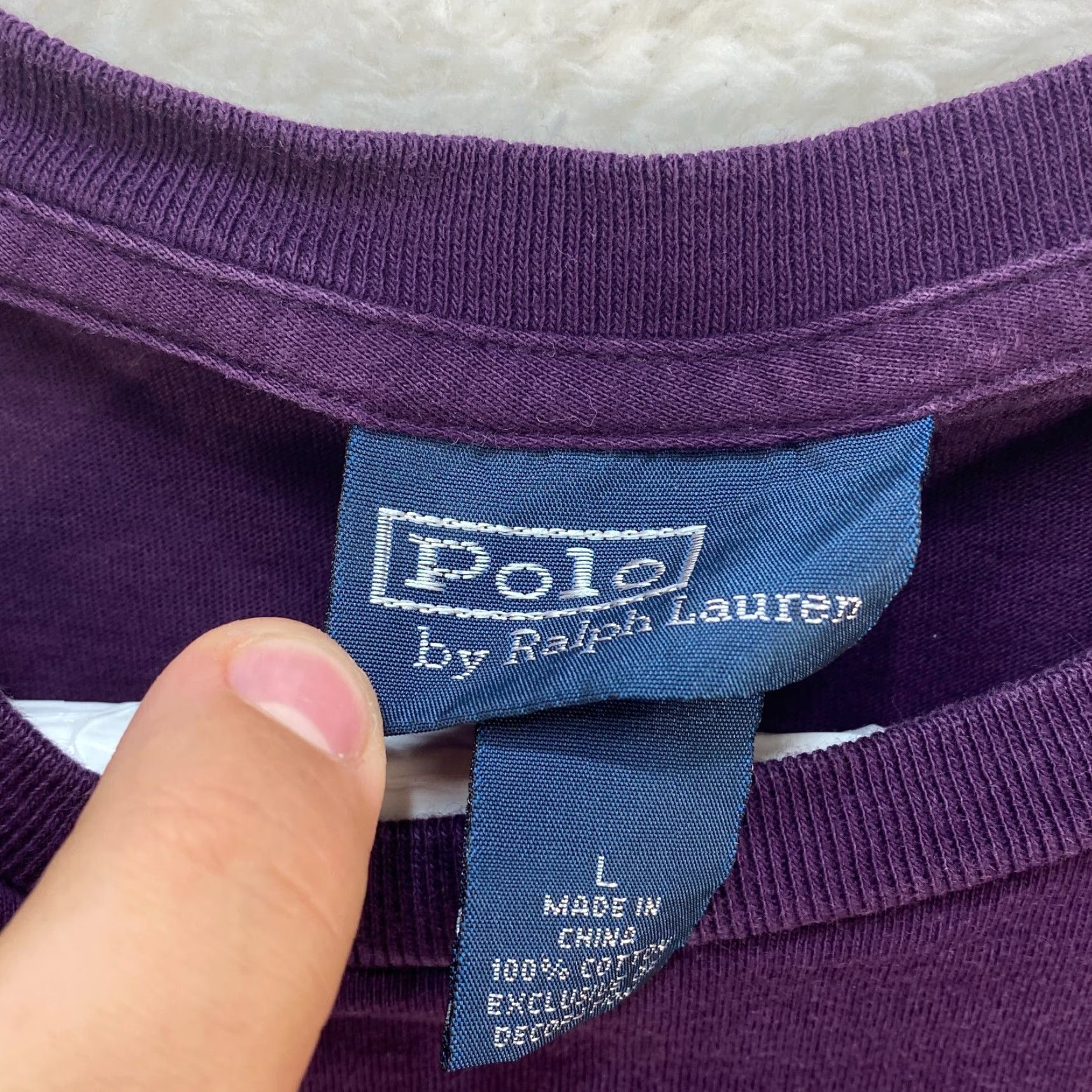 Polo Ralph Lauren VINTAGE Polo Ralph Lauren Mens Large T-Shirt Purple Green Pony Short Sleeve VTG Size US L / EU 52-54 / 3 - 8 Thumbnail