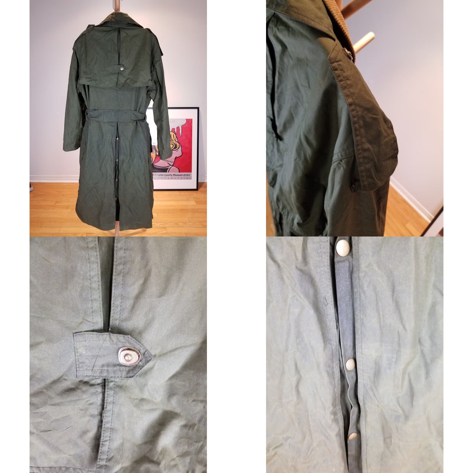 Vintage VINTAGE Willis & Geiger OIL WAXED TRENCH COAT Wool Lining SZ LARGE Coat Men Green Wool Lining Waxed Trench Coat 90s Mens Size US L / EU 52-54 / 3 - 9 Thumbnail