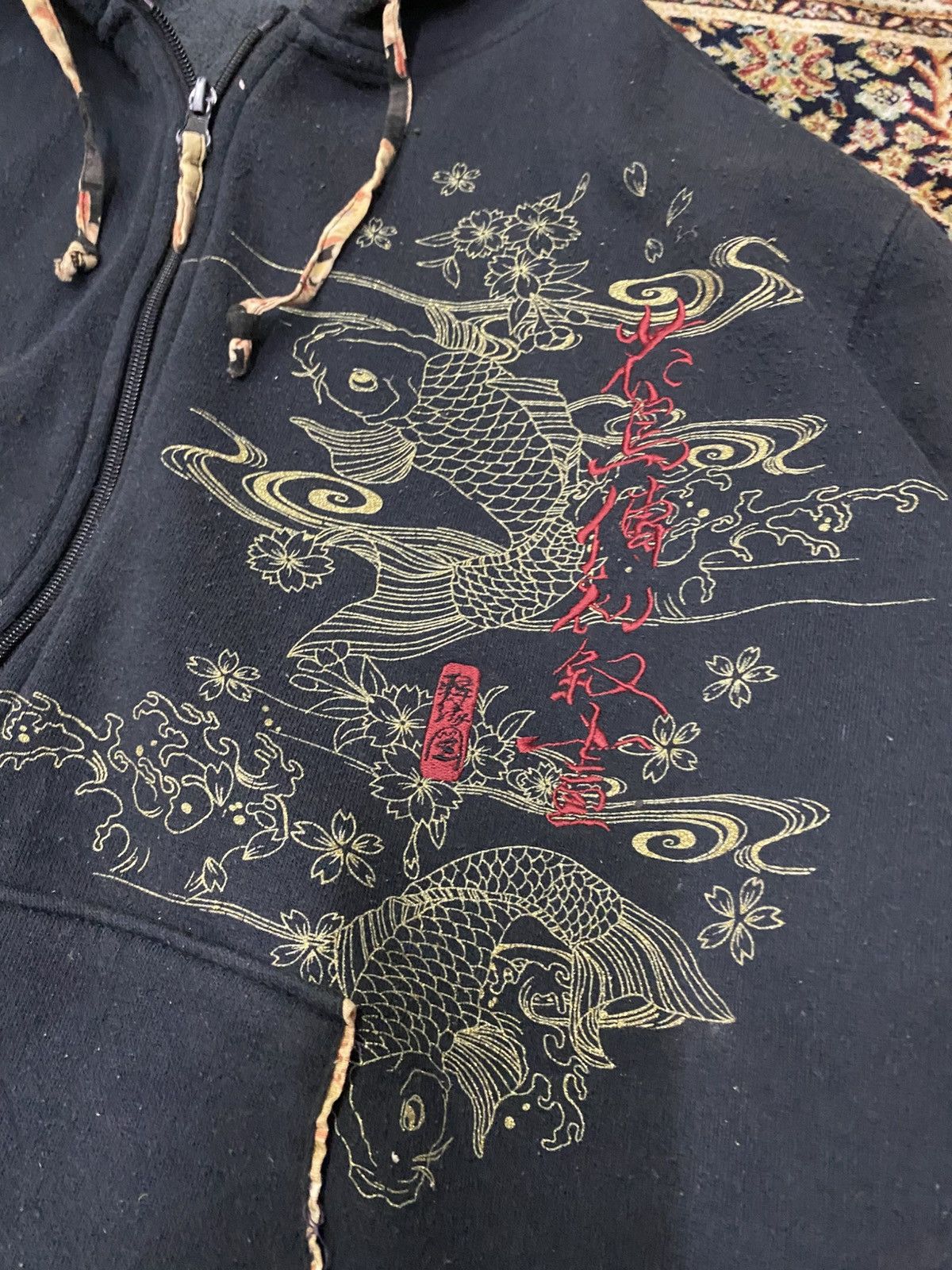 Japanese Brand Seku By Studio Hiro Japanese Classic Koi Zipper Hoodie Size US L / EU 52-54 / 3 - 4 Thumbnail