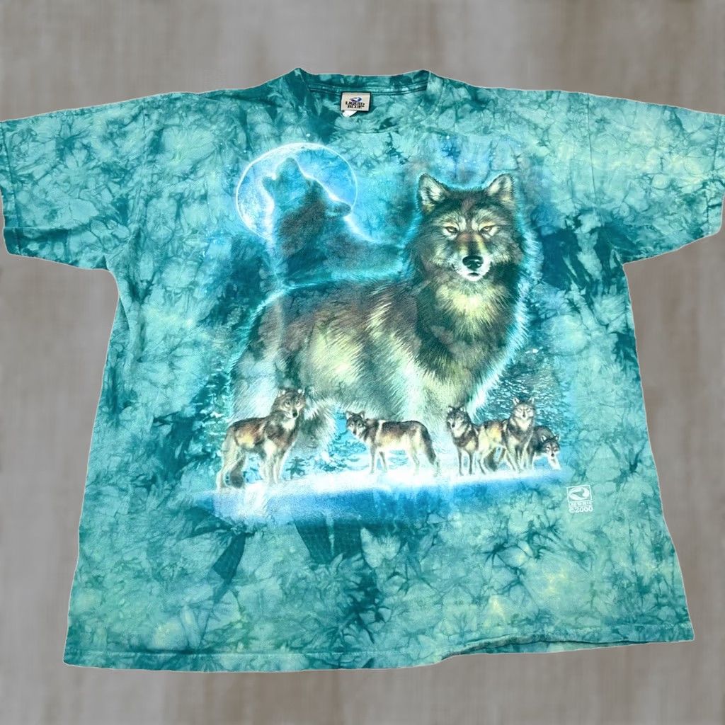 Liquid Blue VINTAGE Liquid Blue Shirt Men XXL 2XL Wolf Nature Tie Dye 2000s Cyber USA Made Size US XL / EU 56 / 4 - 1 Thumbnail