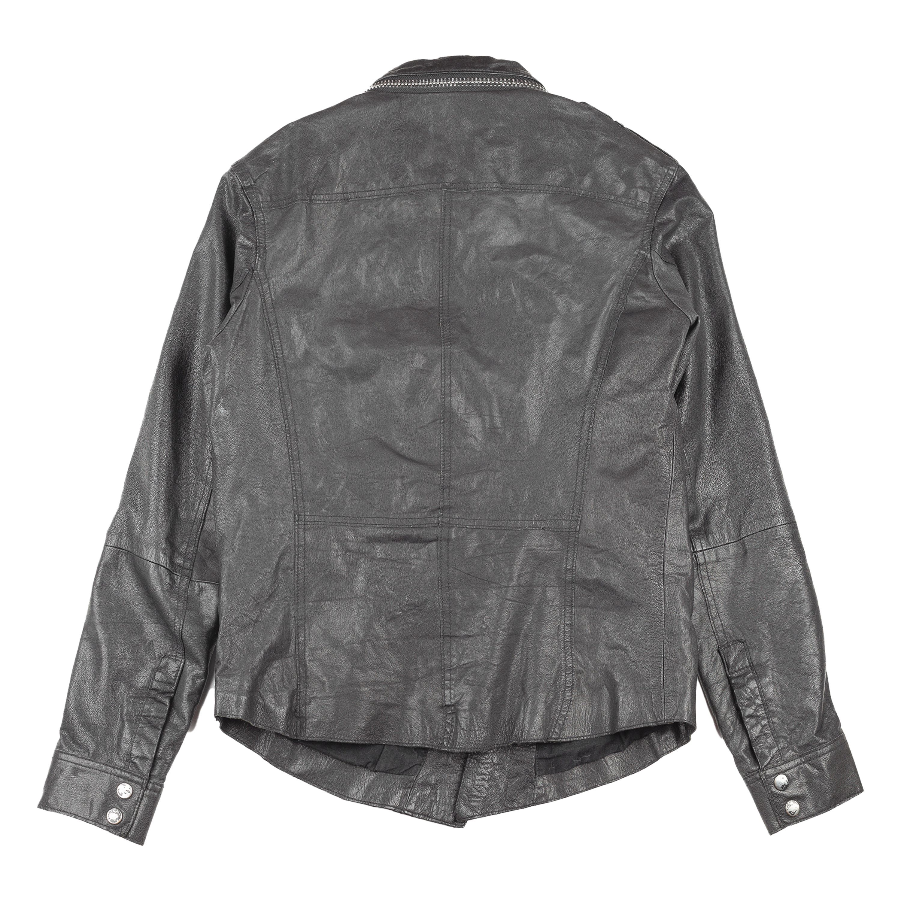 Allsaints ALLSAINTS SPITALFIELDS Black Leather Button Up Jacket (M) Size US M / EU 48-50 / 2 - 2 Thumbnail