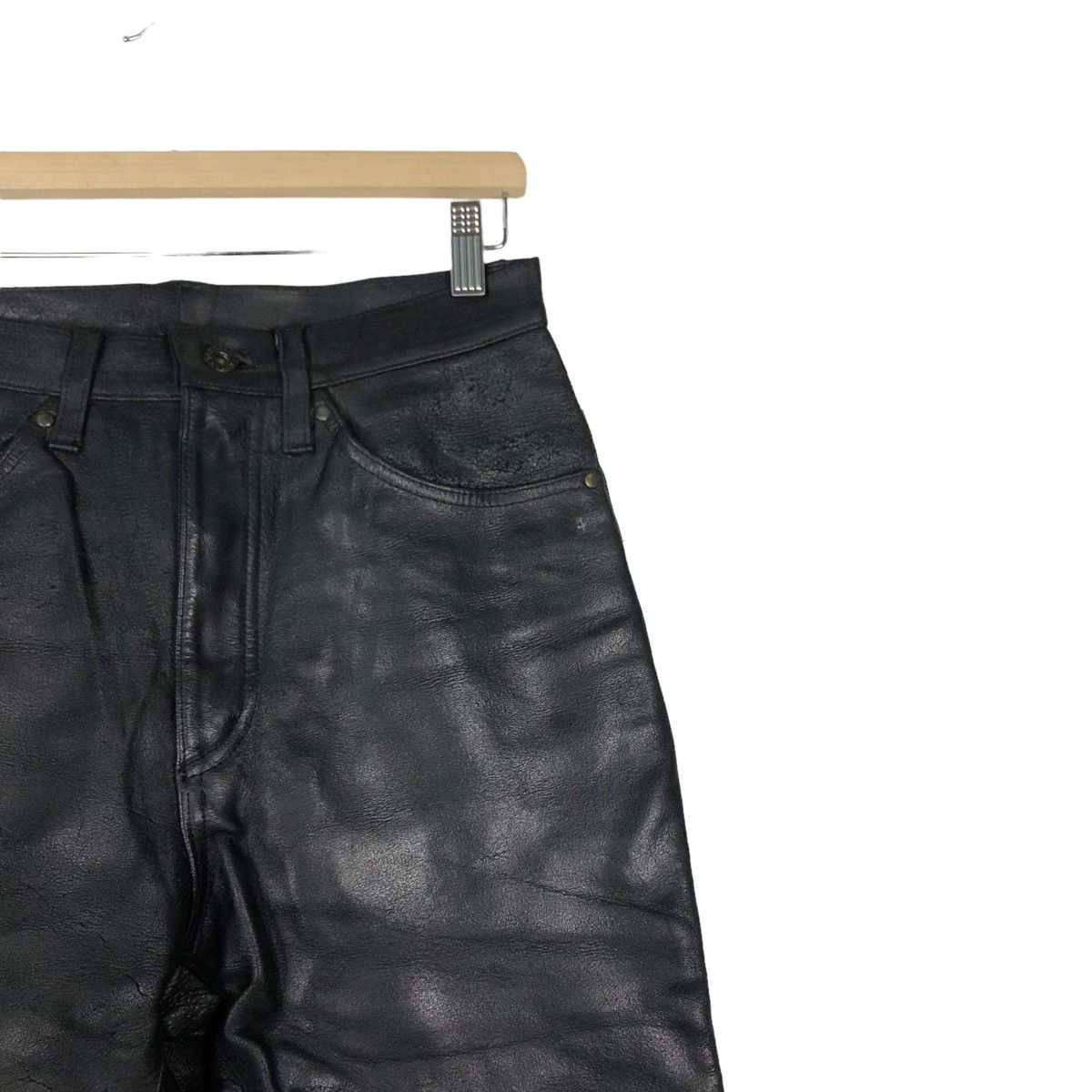 Harley Davidson 🔥VINTAGE LEATHER BIKER PANTS HARLEY DAVIDSON USA RACER Size US 28 / EU 44 - 6 Thumbnail