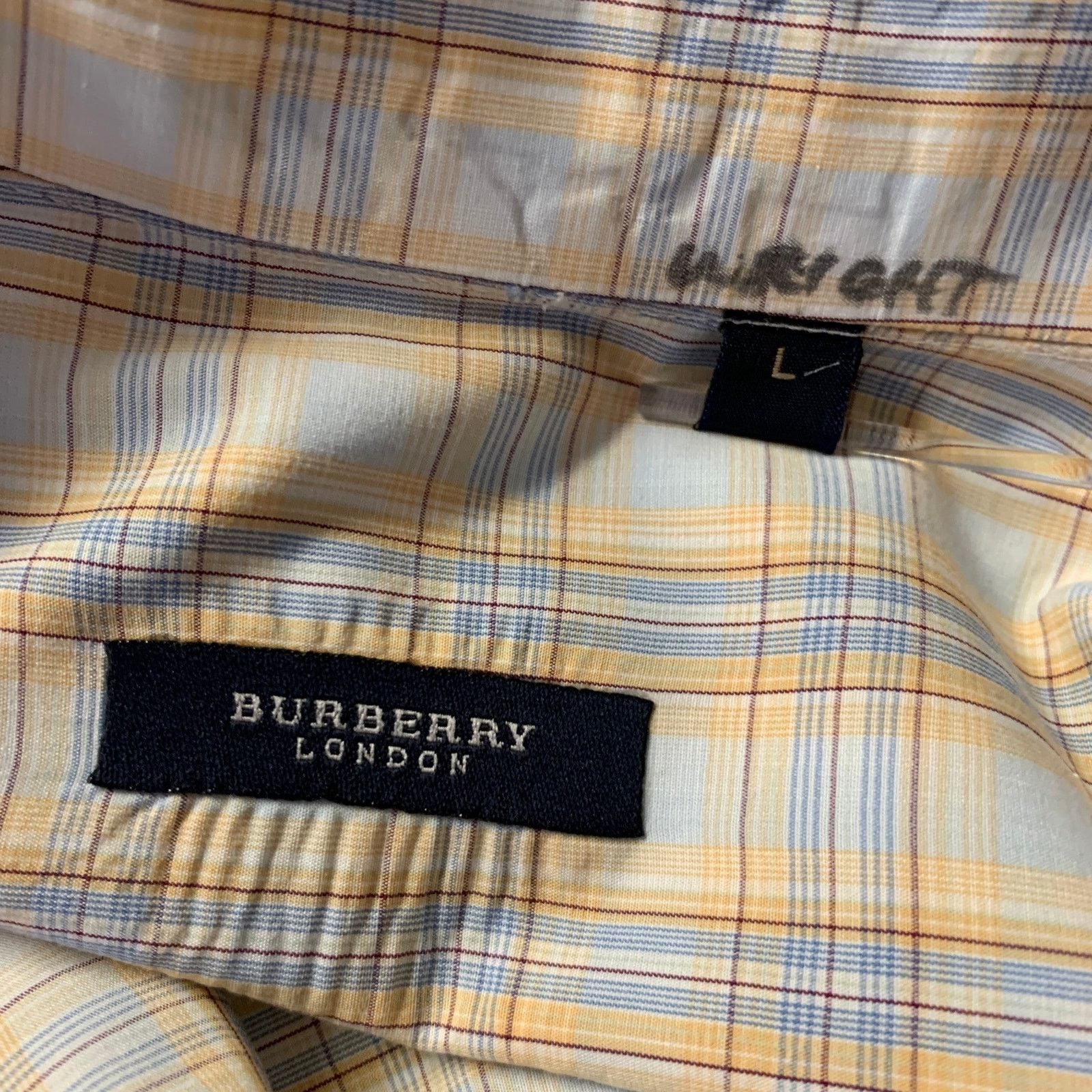 Burberry BURBERRY L Orange Blue Tartan Button Down Long Sleeve Shirt Size US L / EU 52-54 / 3 - 5 Thumbnail