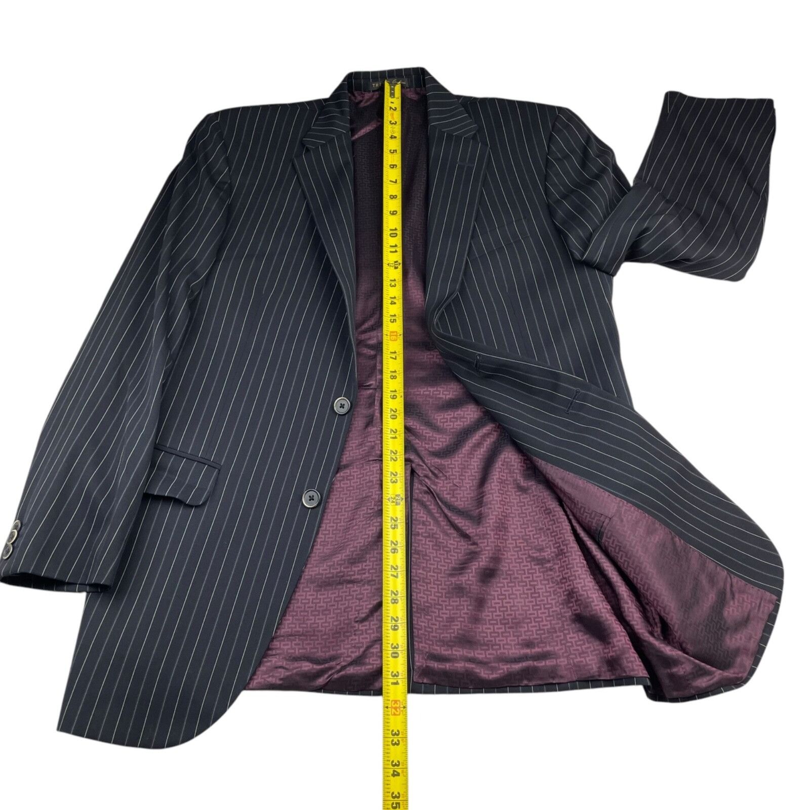 Corneliani Corneliani Trend Men's 2-Button Suit Black Bold Pinstripe • Size 42L - 12 Thumbnail
