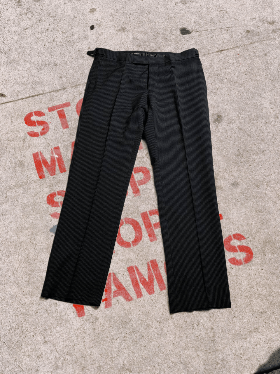 Ralph Lauren Pants Mens Black Striped Black Label