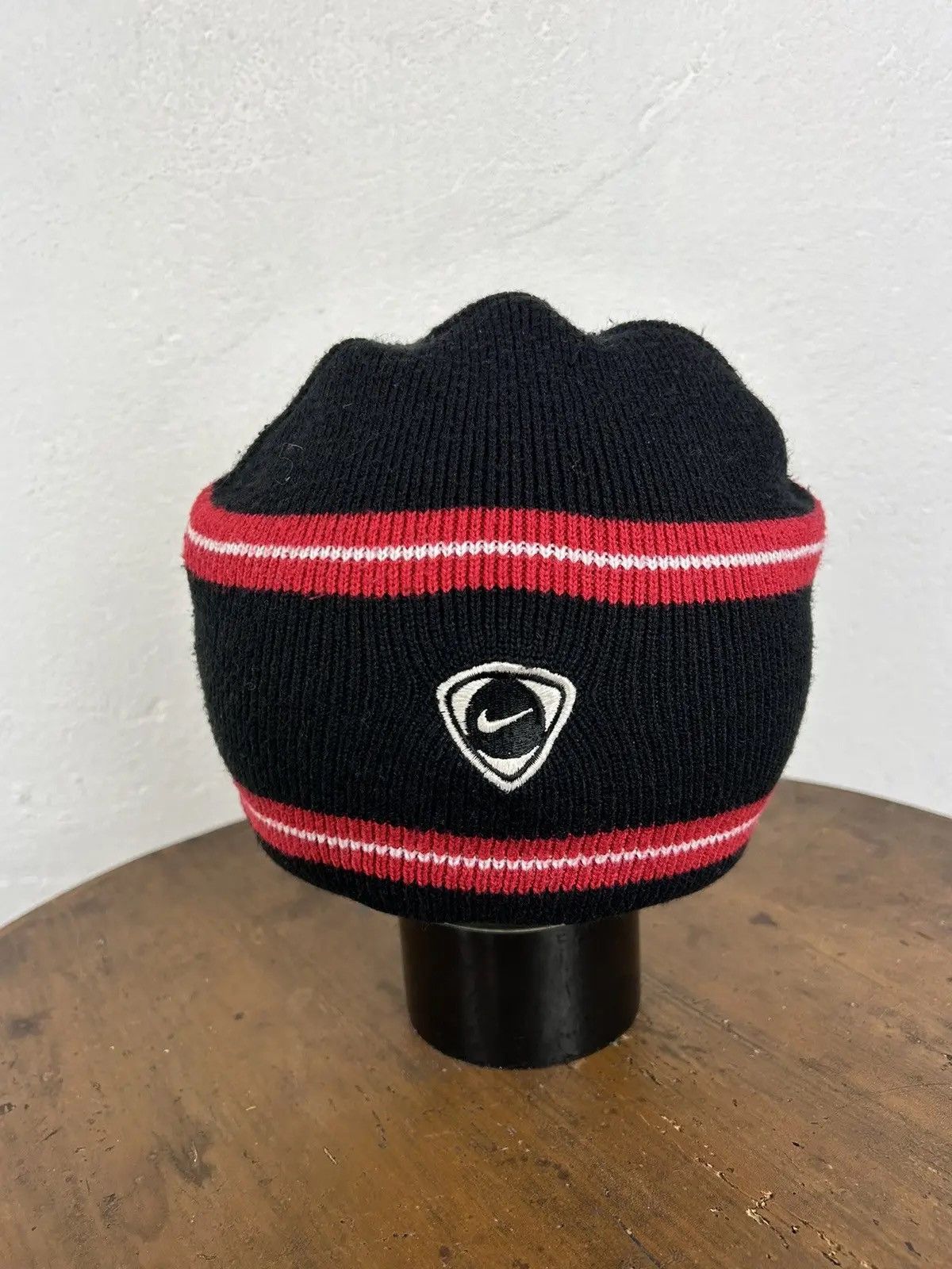 Nike 00s Vintage Nike x Manchester United Striped Beanie Hat Size ONE SIZE - 2 Thumbnail
