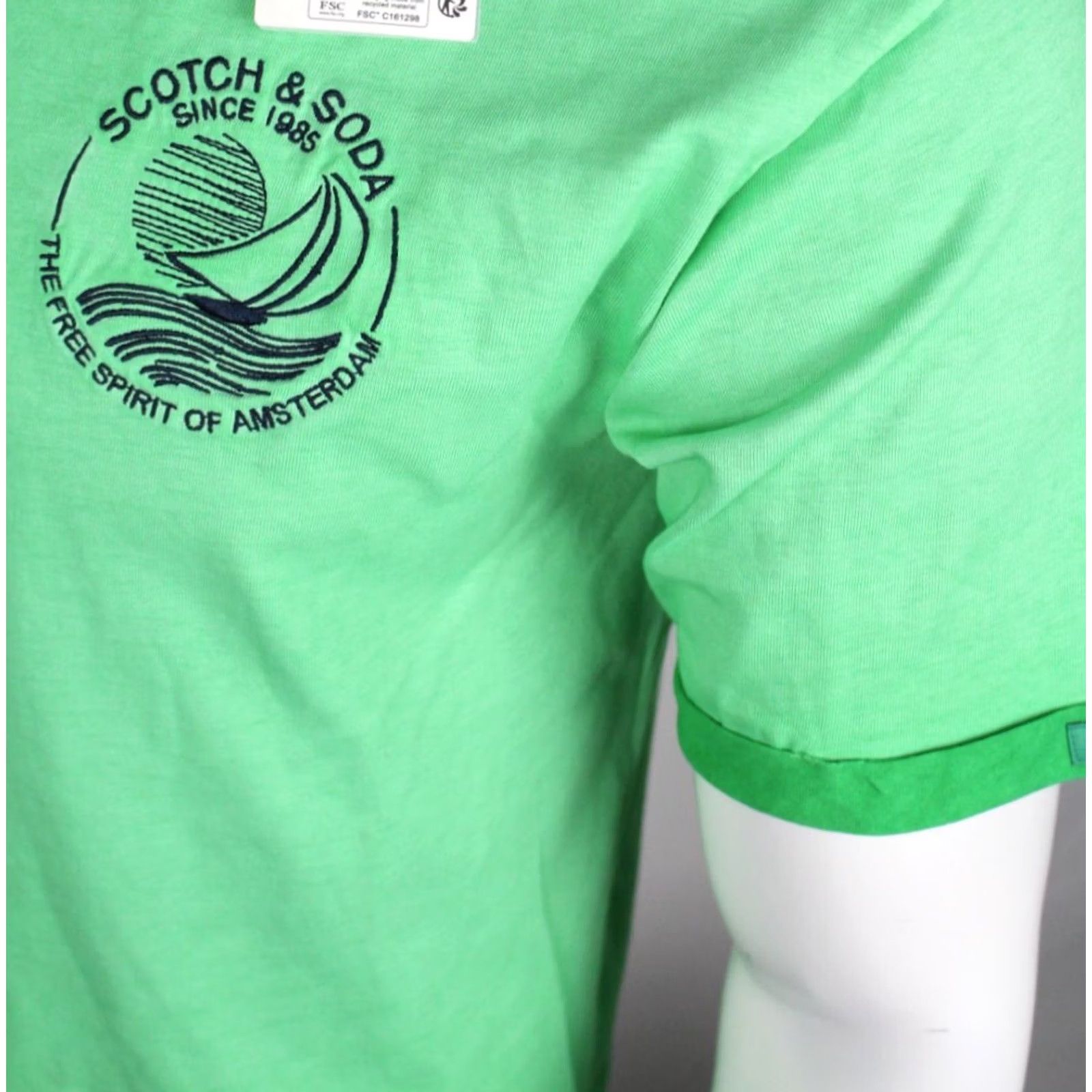 Scotch & Soda Scotch & Soda Men's T Shirt Cold Dyed Artwork Short Sleeve Cuffed Green Size US S / EU 44-46 / 1 - 3 Thumbnail