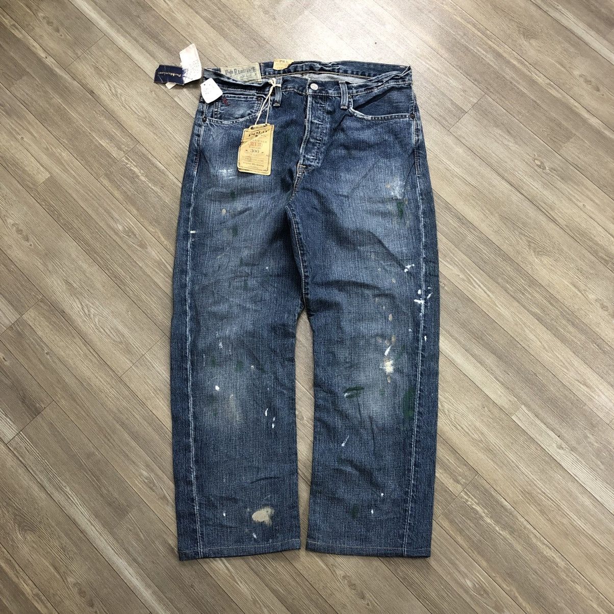 Vintage Polo Ralph Lauren Distressed Painted Blue Jeans