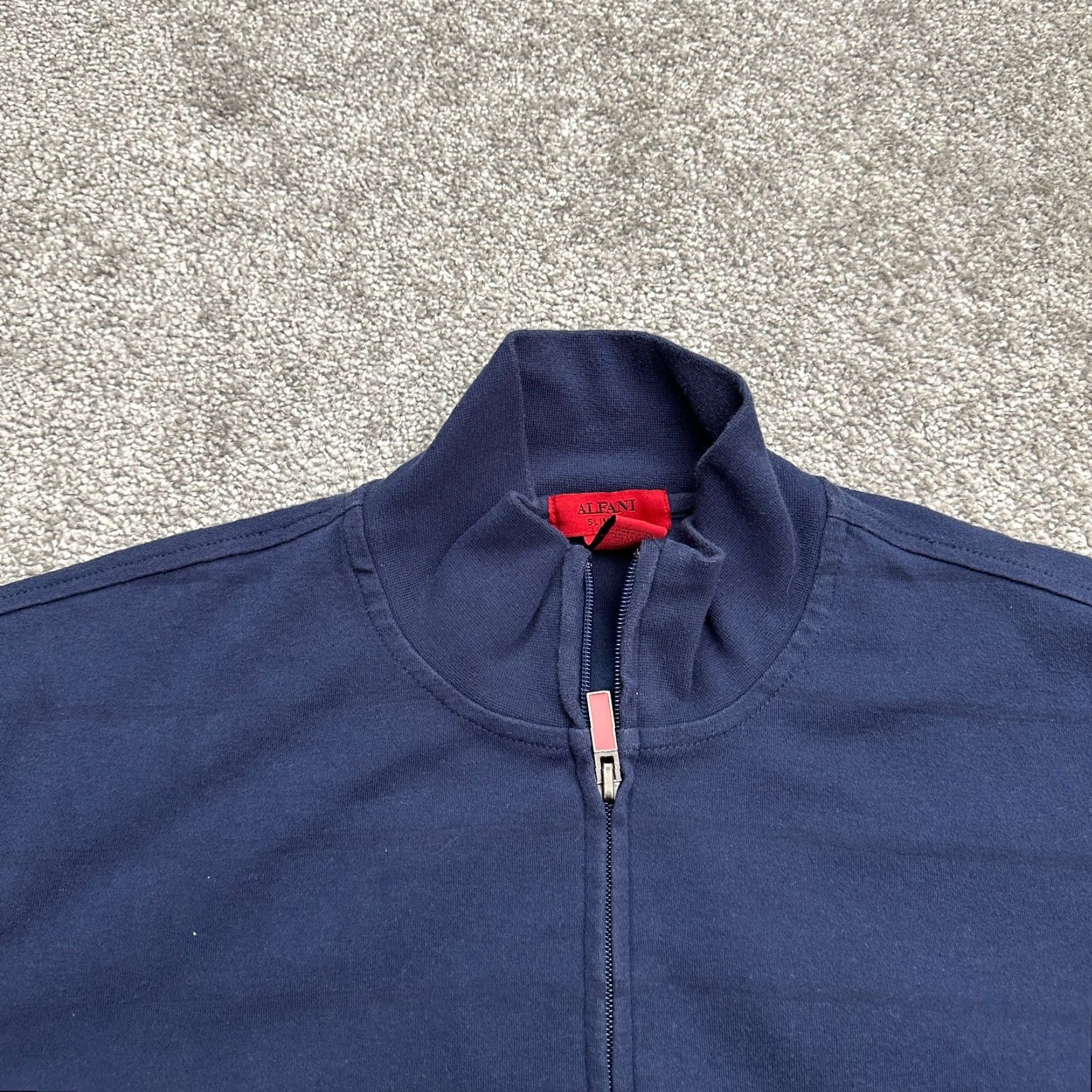 Alfani Alfani Slim Fit Full Zip Sweatshirt Men Large Navy Blue Mock Neck Casual Outdoor Size US L / EU 52-54 / 3 - 3 Thumbnail