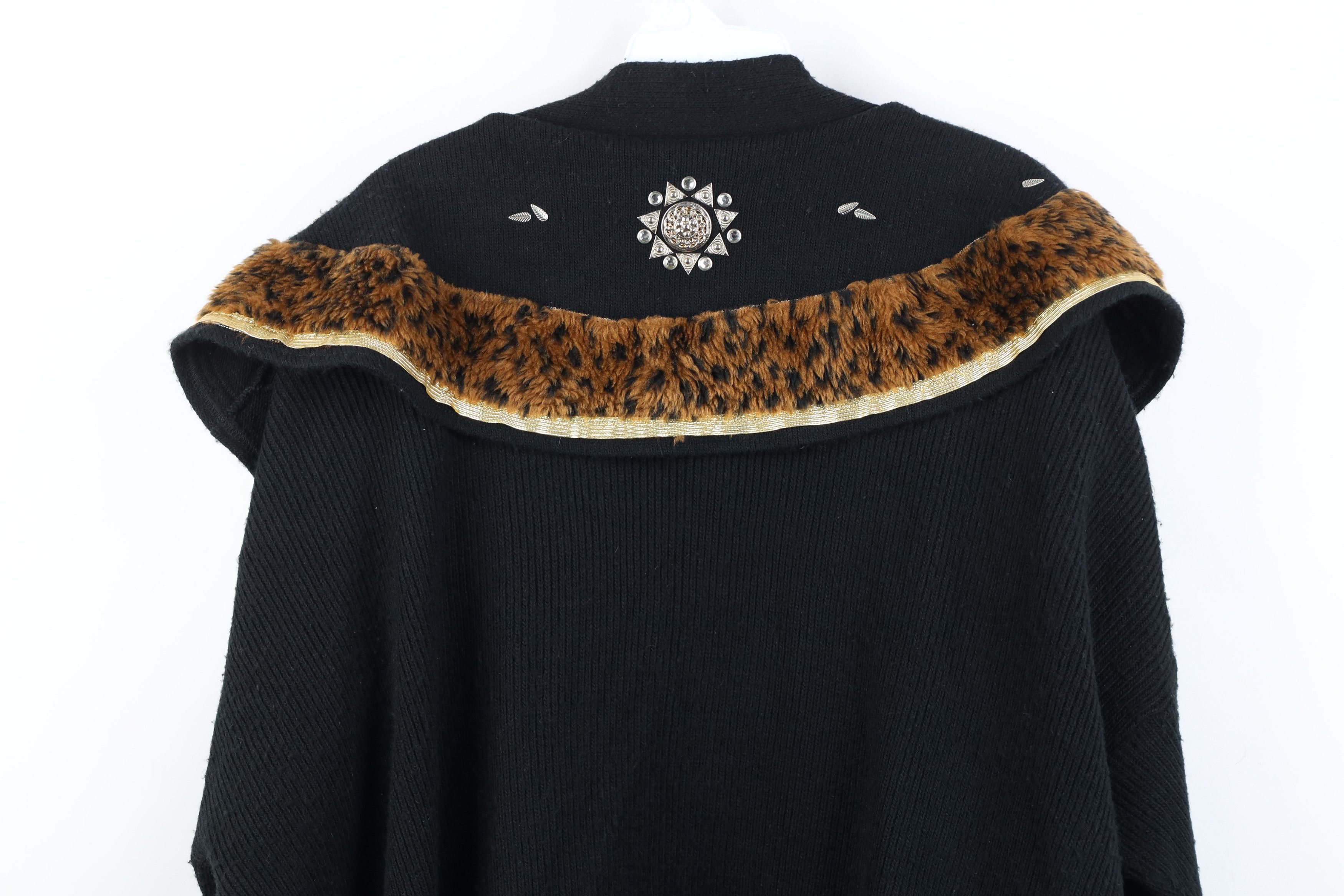 Vintage Vintage 90s Streetwear Knit Sun Feather Leopard Sweater Size ONE SIZE - 13 Thumbnail