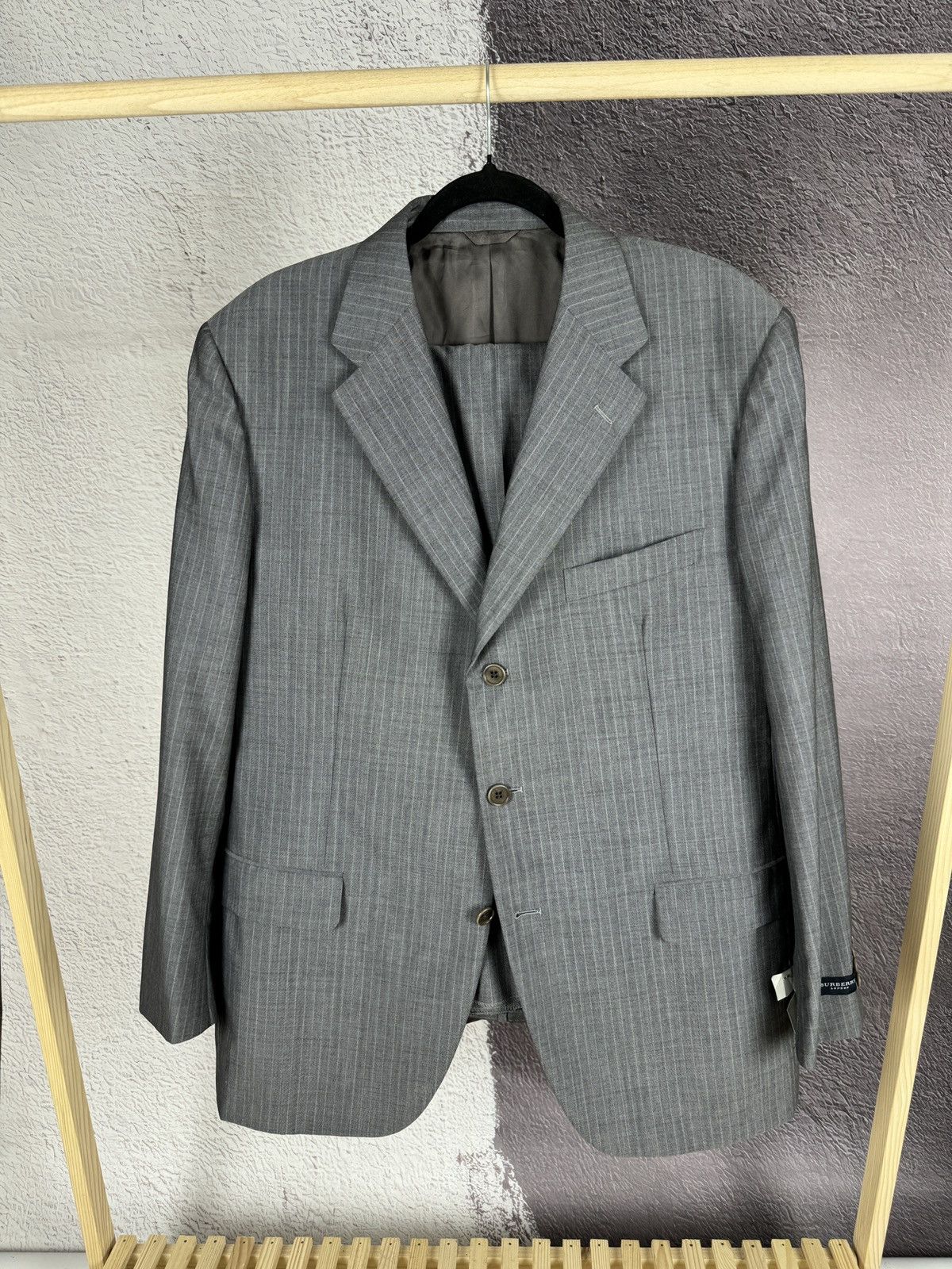 Burberry Burberry London wool silk striped grey 2 pcs suit 3 button Size 46R - 1 Thumbnail