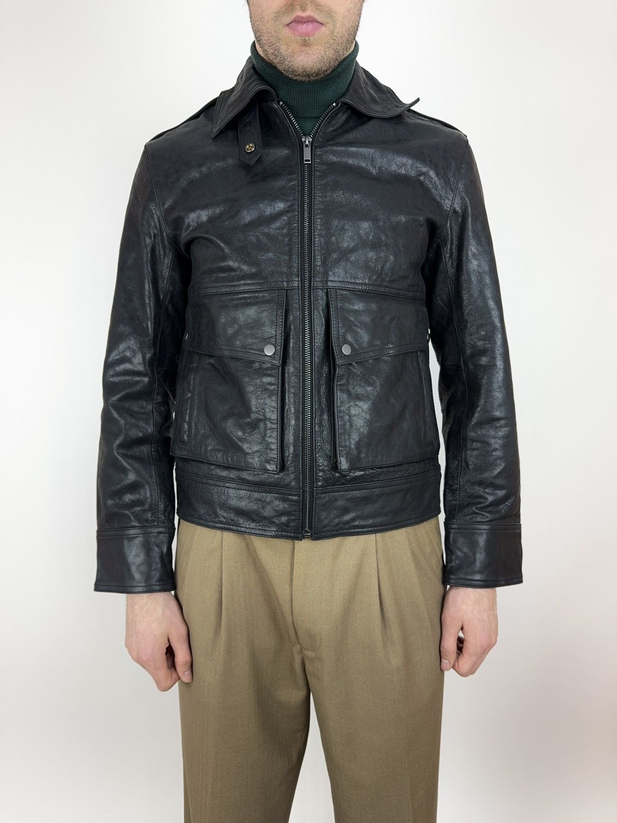 H&M H&M Leather Jacket Biker Cargo Short Flight JKT Mens Preppy Size US XS / EU 42 / 0 - 5 Thumbnail