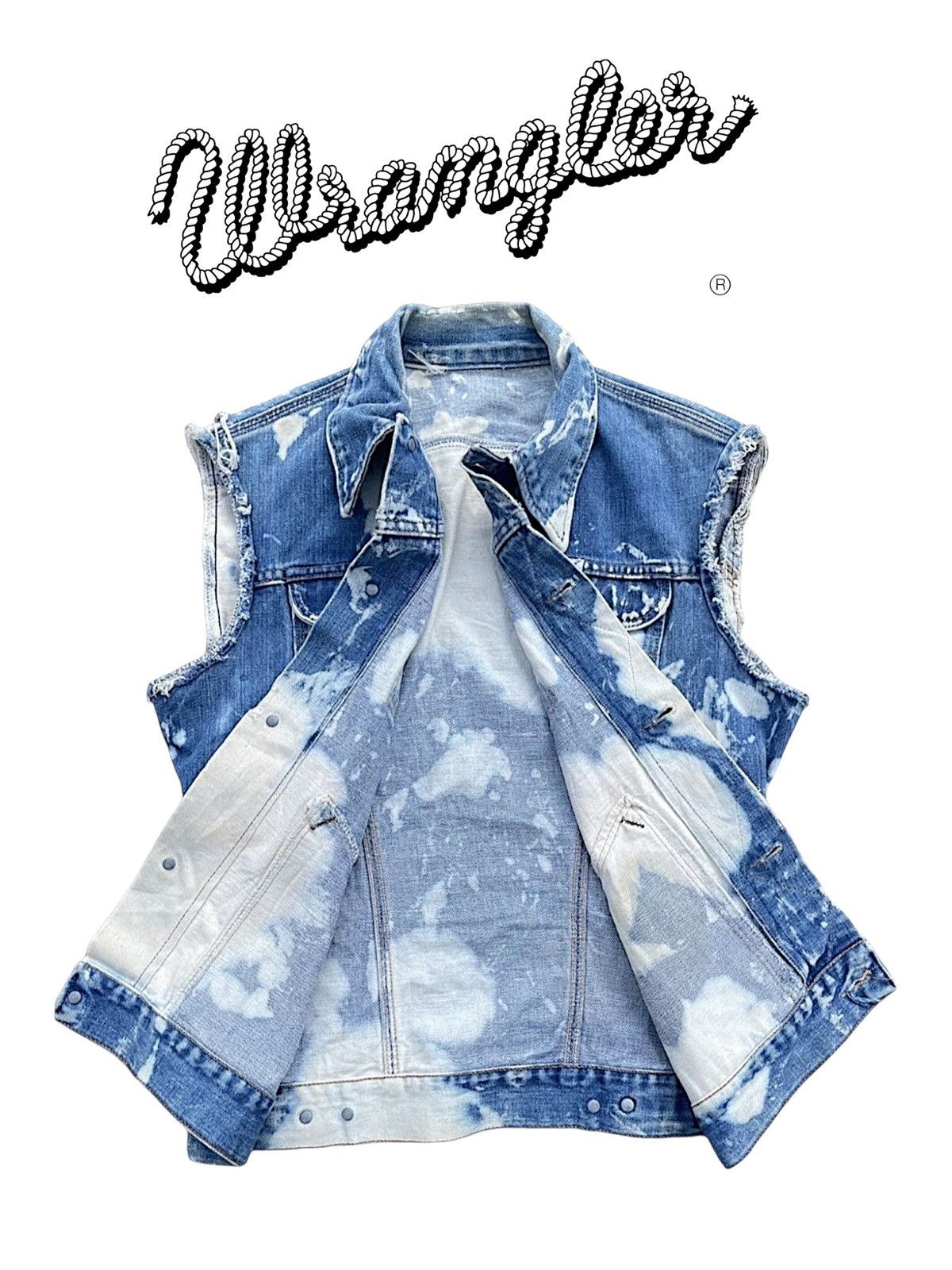 Vintage × Wrangler Wrangler Selvedge 70s/80s Destroy Sleeveless Spalsh Jacket Size US S / EU 44-46 / 1 - 2 Thumbnail