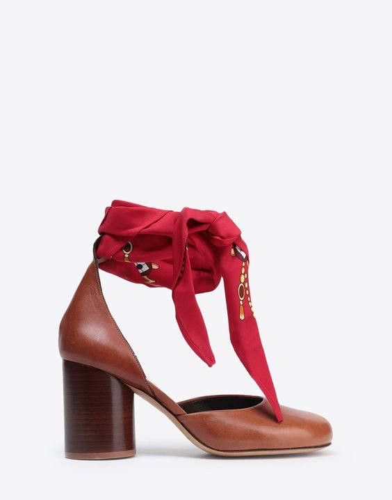 Maison Margiela Maison Margiela Scarf-Tie Brown Leather Block Heels Pumps Size US 9 / IT 39 - 22 Thumbnail