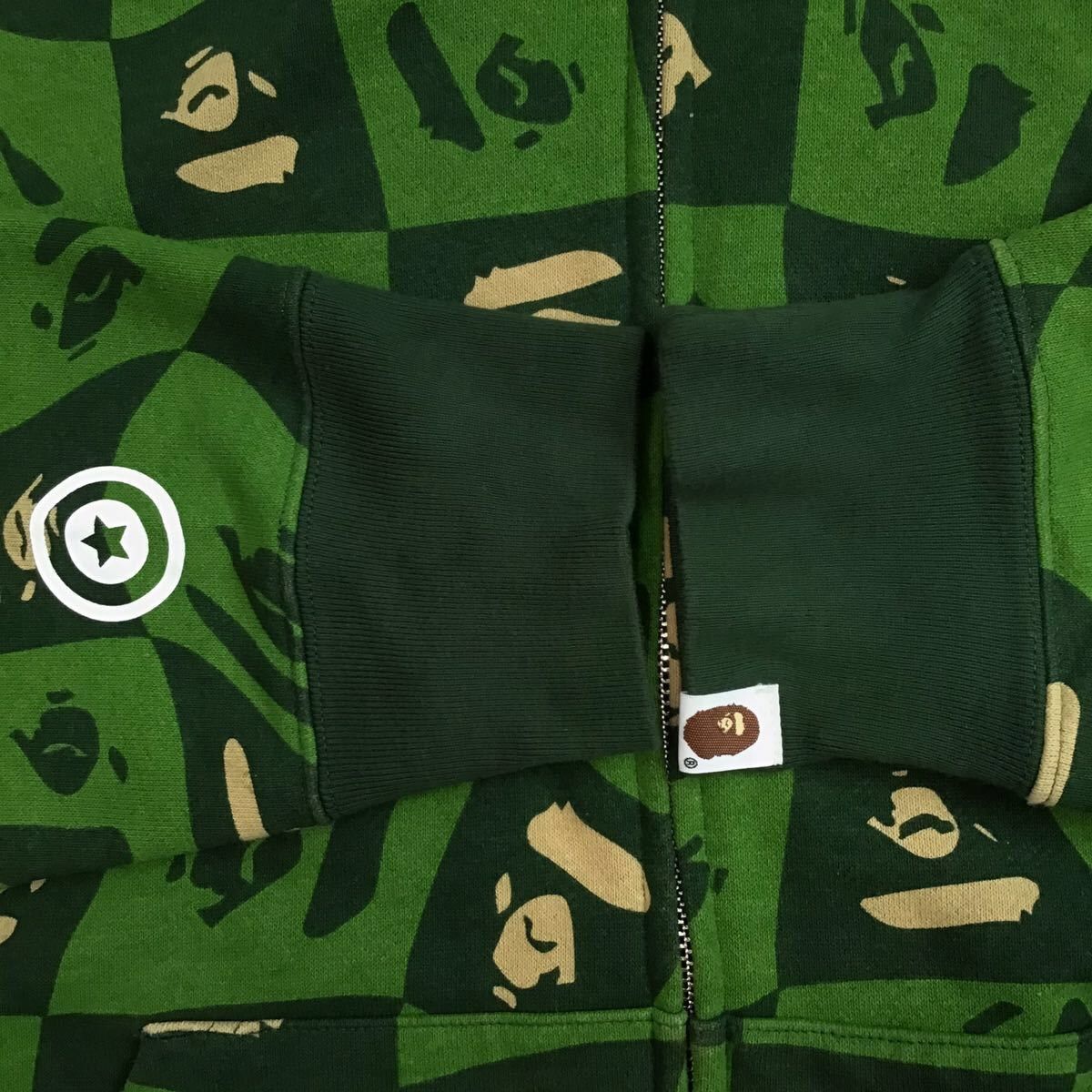 BAPE FACE logo shark full zip hoodie green a bathing ape