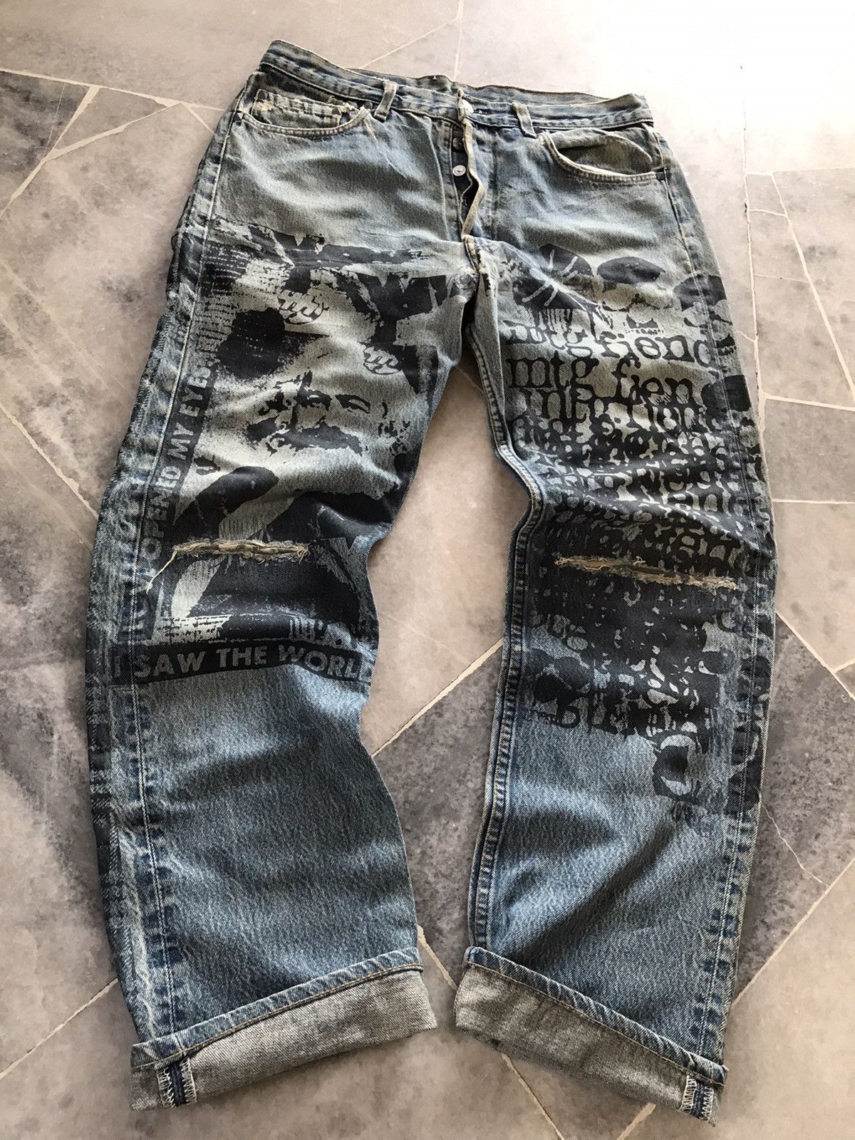 Levi's Vintage Clothing × Montage Vintage Levi’s 501 Jeans Custom Montage denim Crowd Size US 34 / EU 50 - 4 Thumbnail