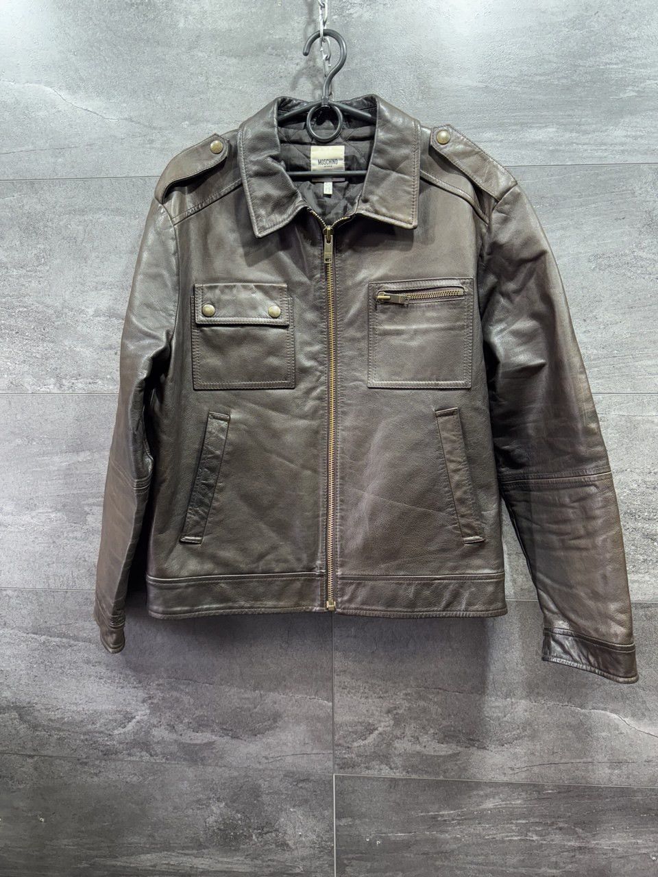 Moschino Moschino jeans leather men’s jacket Brown Biker Size US M / EU 48-50 / 2 - 1 Thumbnail