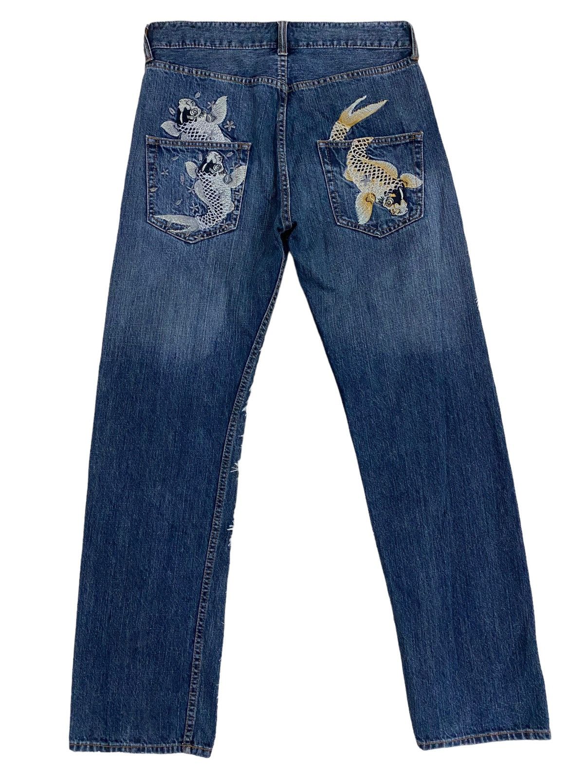 Japanese Brand Vintage Koi Pond Embroidery Denim Japan Size US 32 / EU 48 - 1 Thumbnail