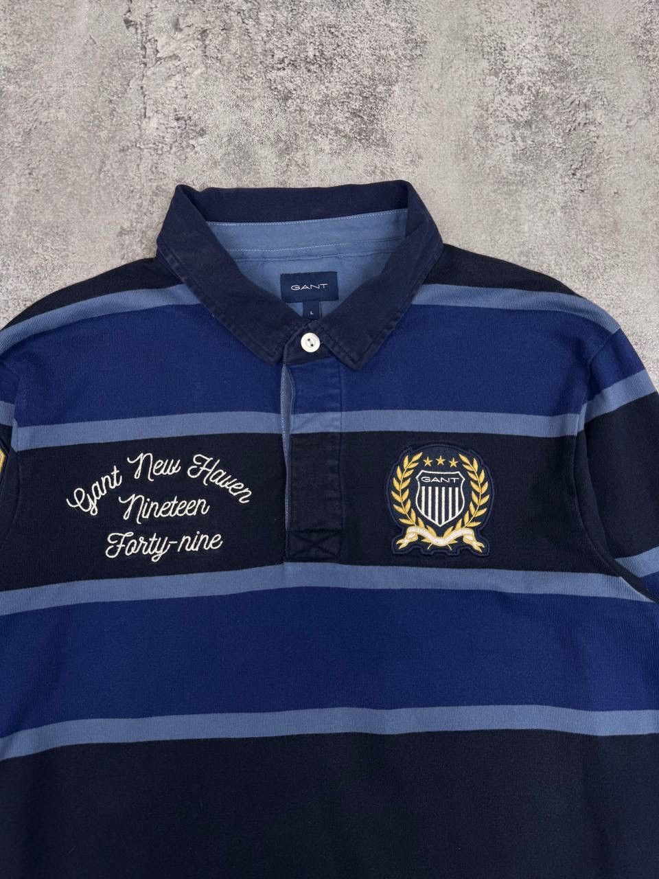 Gant GANT Men's Rugby Shirt Striped Navy Blue Size L Size US L / EU 52-54 / 3 - 3 Thumbnail